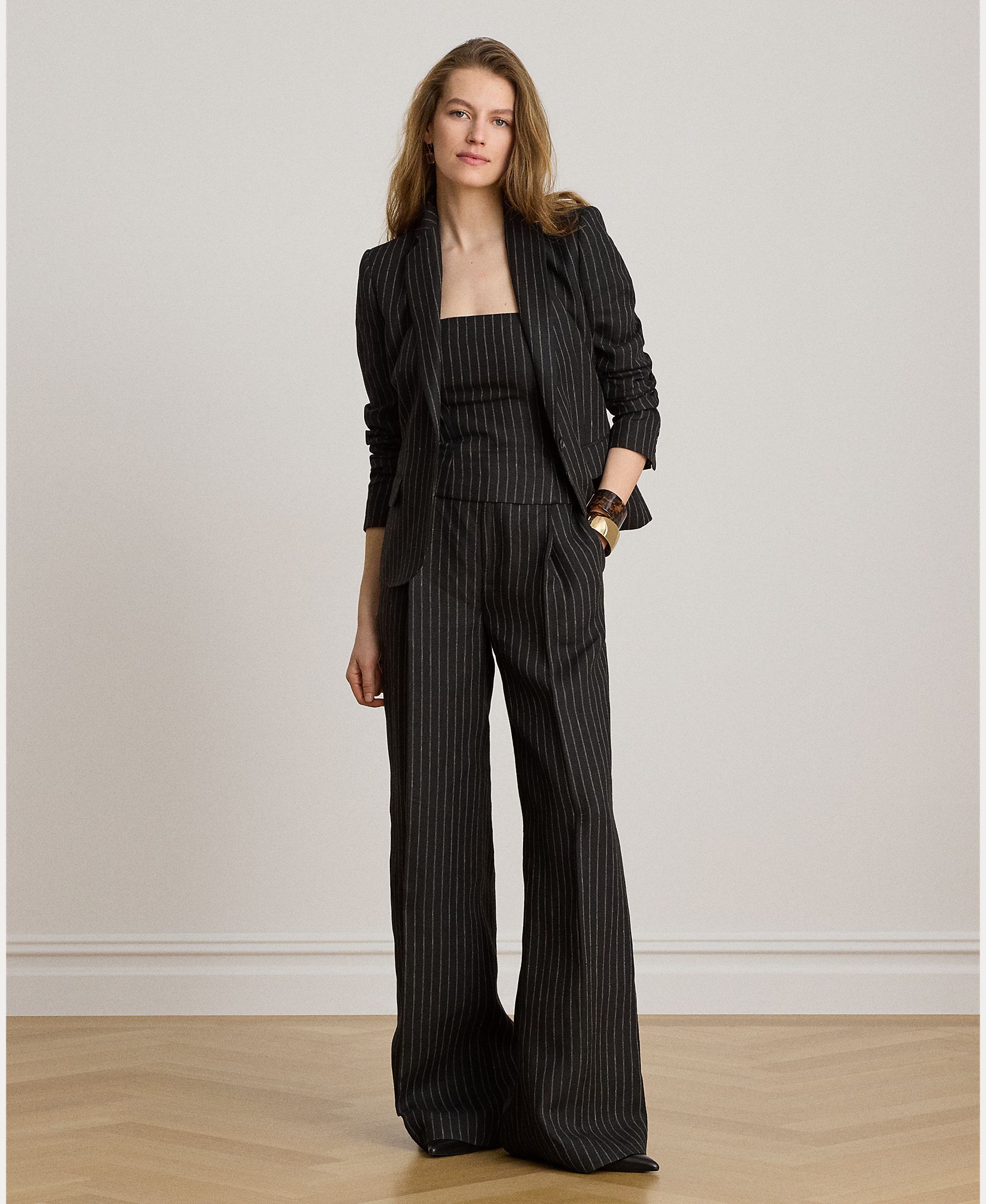 Lauren Ralph Lauren - Blazer de mujer de lino con botonadura sencilla.