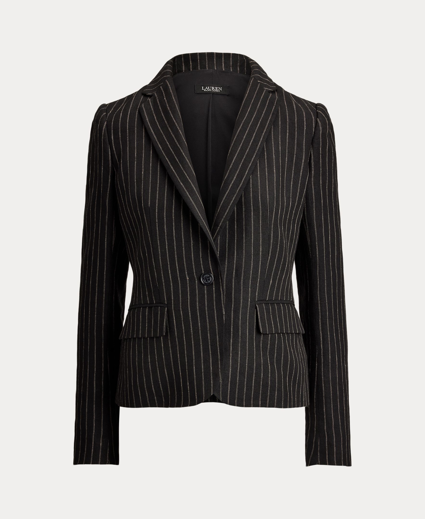 Blazer de Linho com Abotoadura Simples Preto-7
