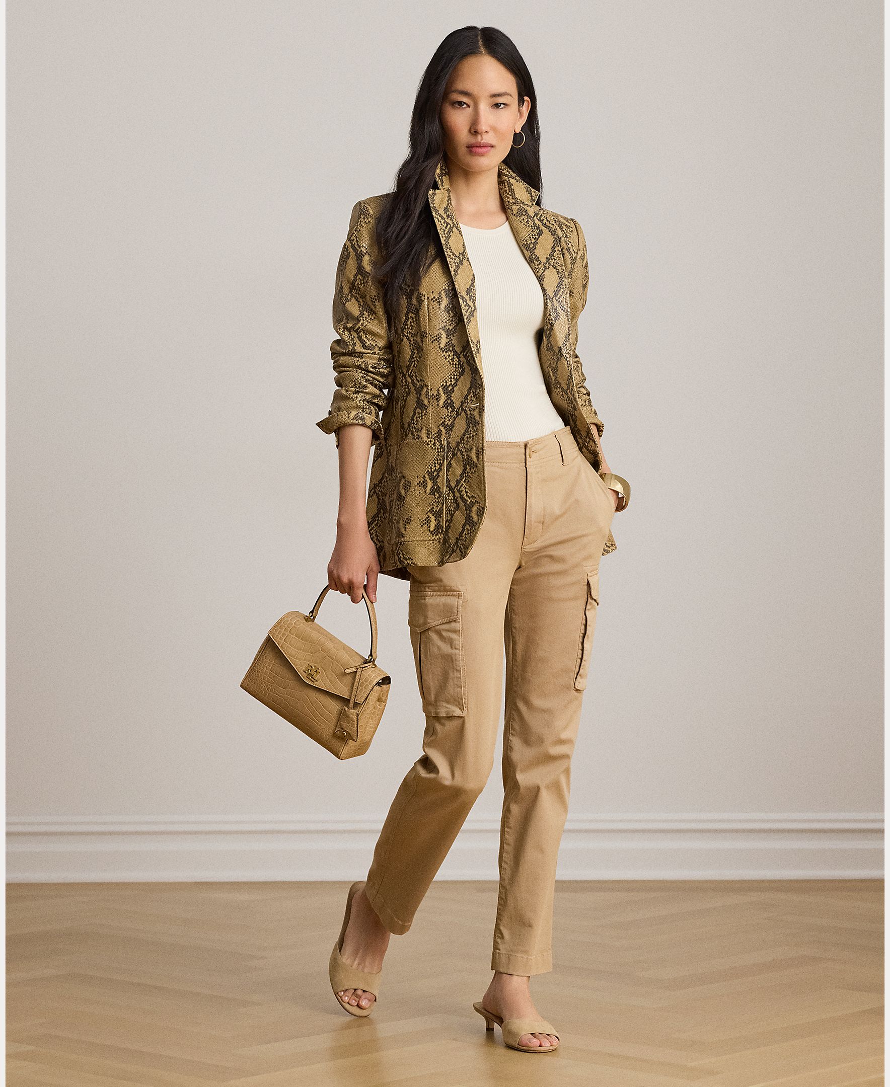 Imagem 0 de Blazer em Pele com Animal Print de Serpente