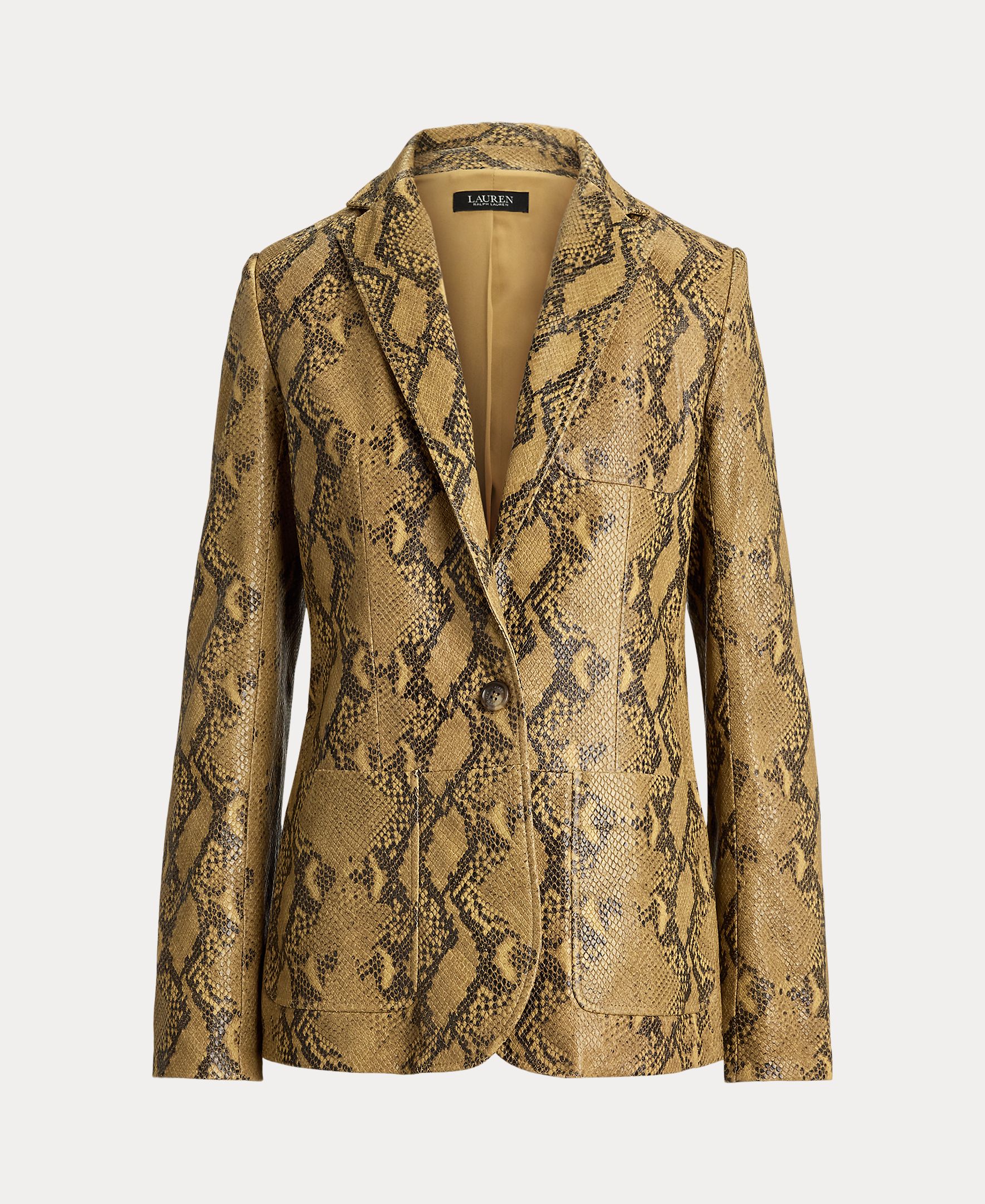 Blazer em Pele com Animal Print de Serpente Caramelo-8