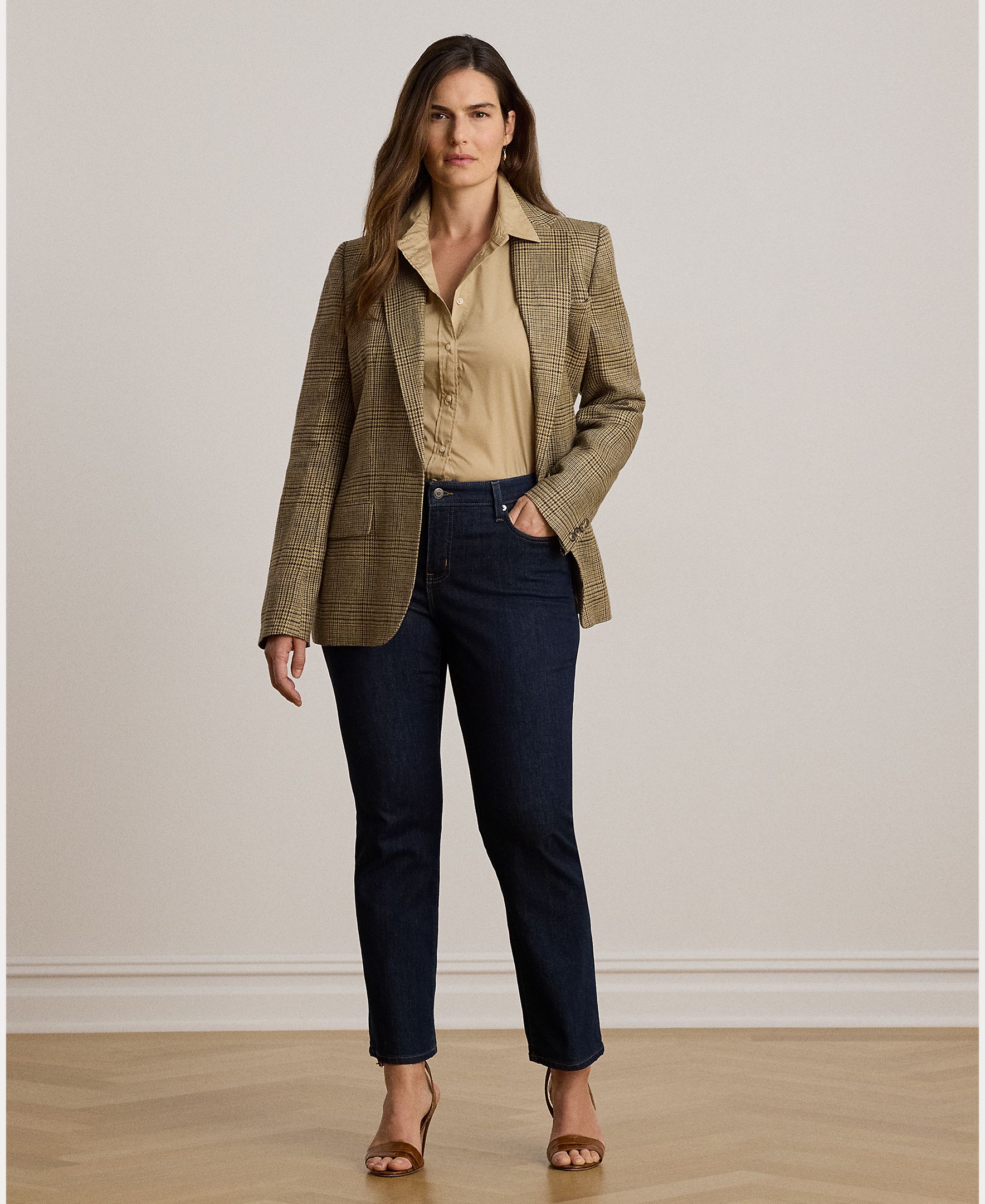 Blazer de Linho com Abotoadura Simples Bege-8