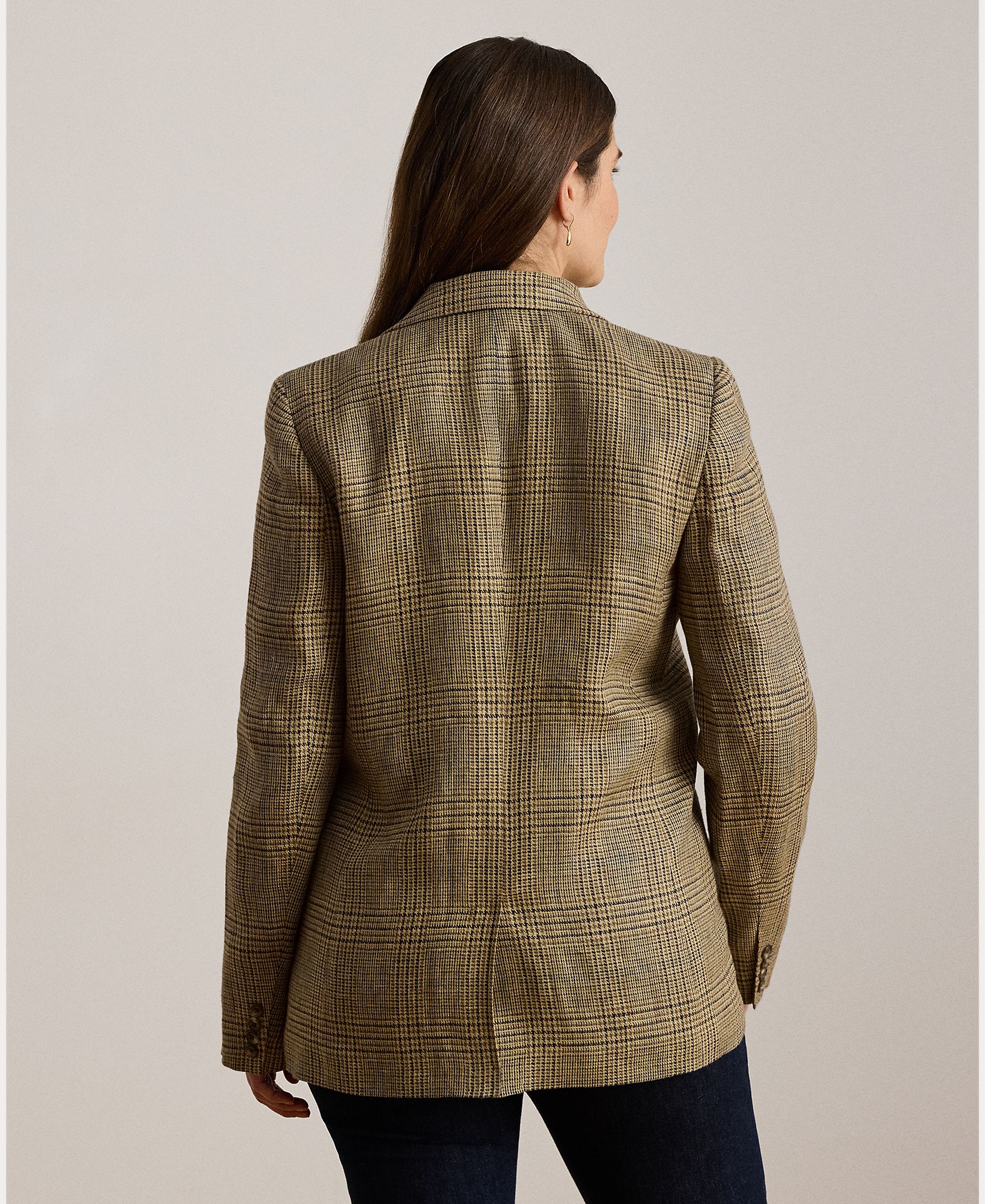 Blazer de Linho com Abotoadura Simples Bege-10