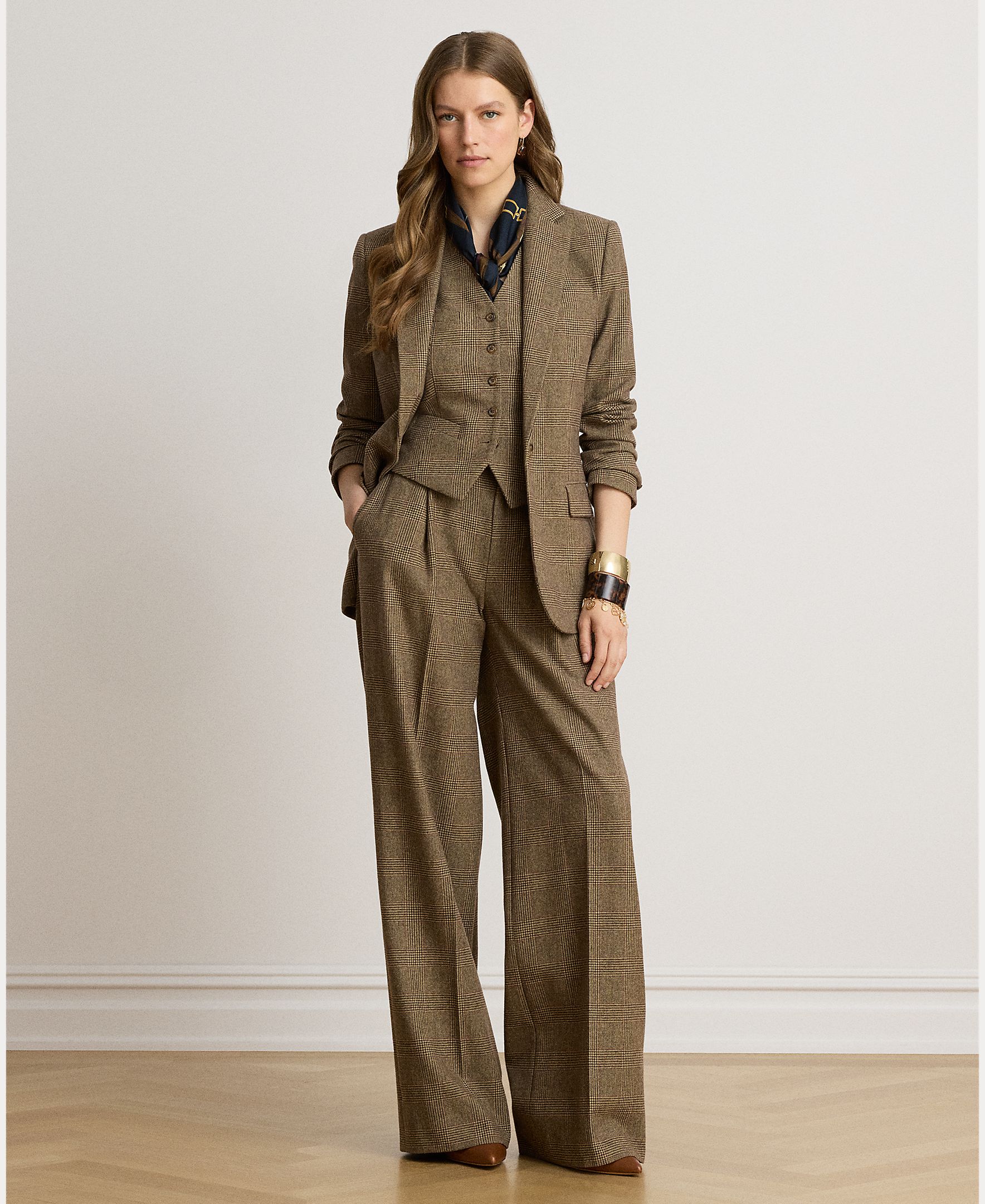 Blazer de Lã com Abotoadura Simples Castanho-7