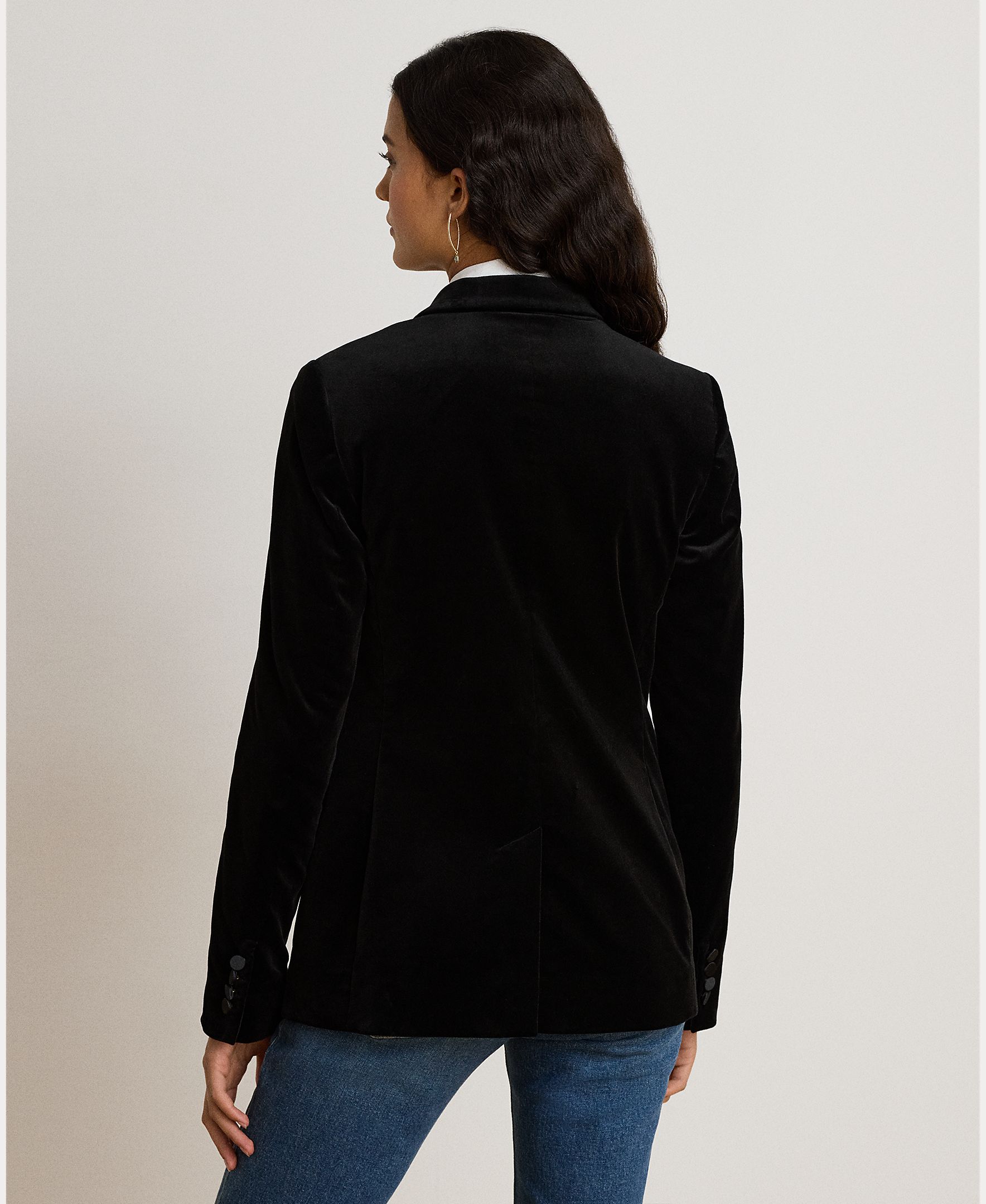 Blazer de Veludo com Abotoadura Simples Preto-4