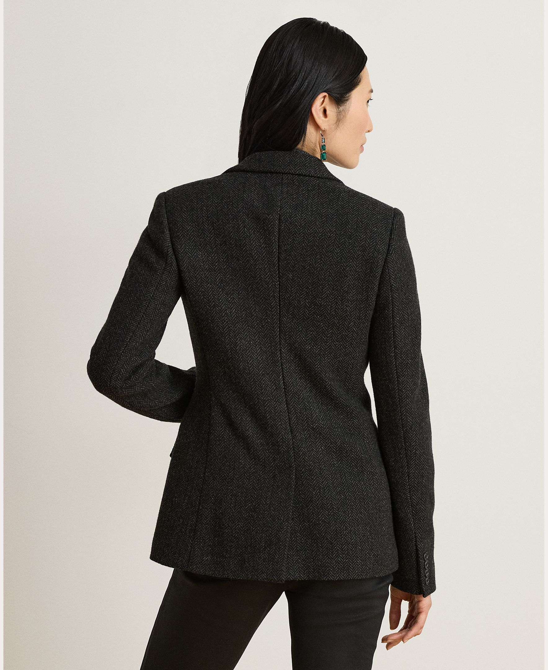 Blazer de Lã com Abotoadura Simples Preto-4