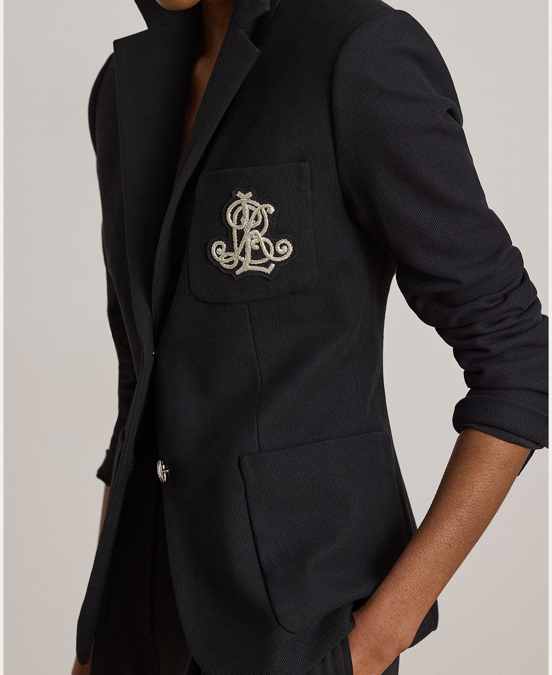 Chaqueta de mujer lisa con manga larga - Lauren Ralph Lauren - Negro Negro-4