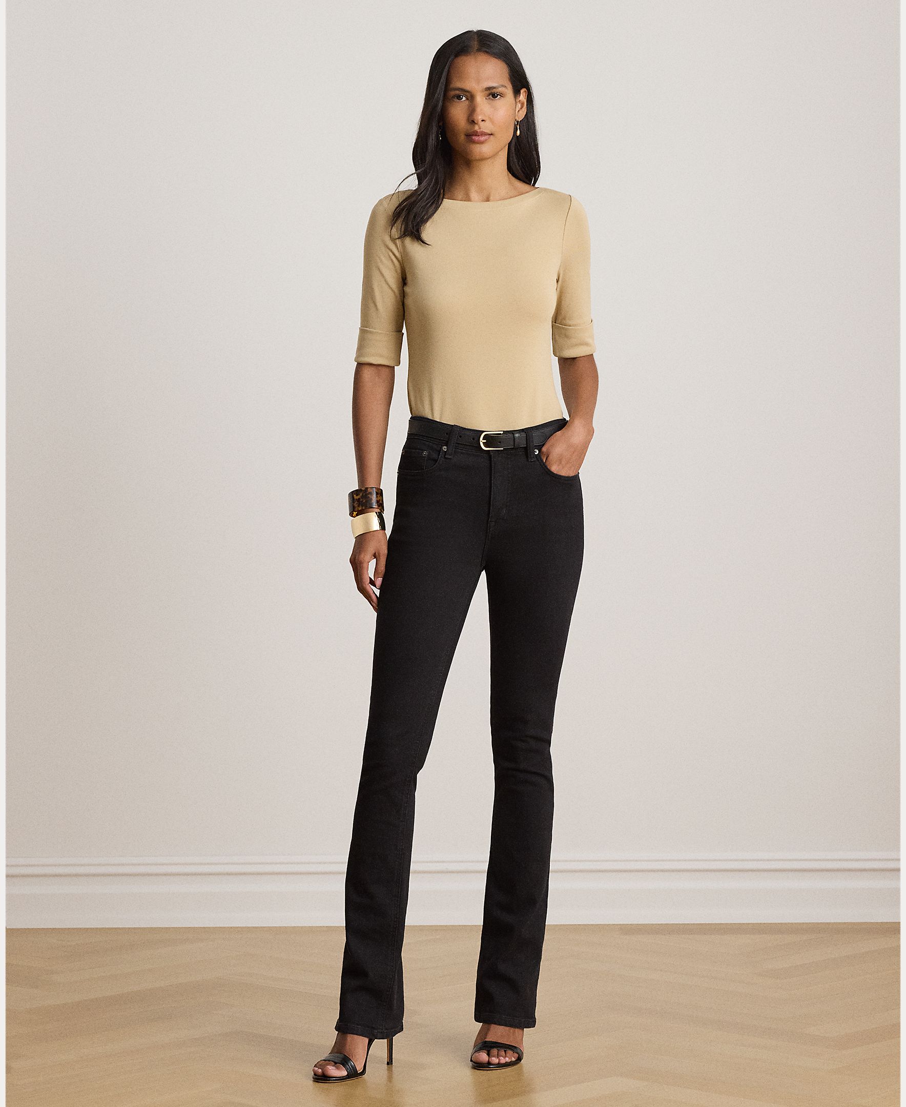 Camiseta de mujer de algodón con cuello barco - Lauren Ralph Lauren - Beige Beige-9