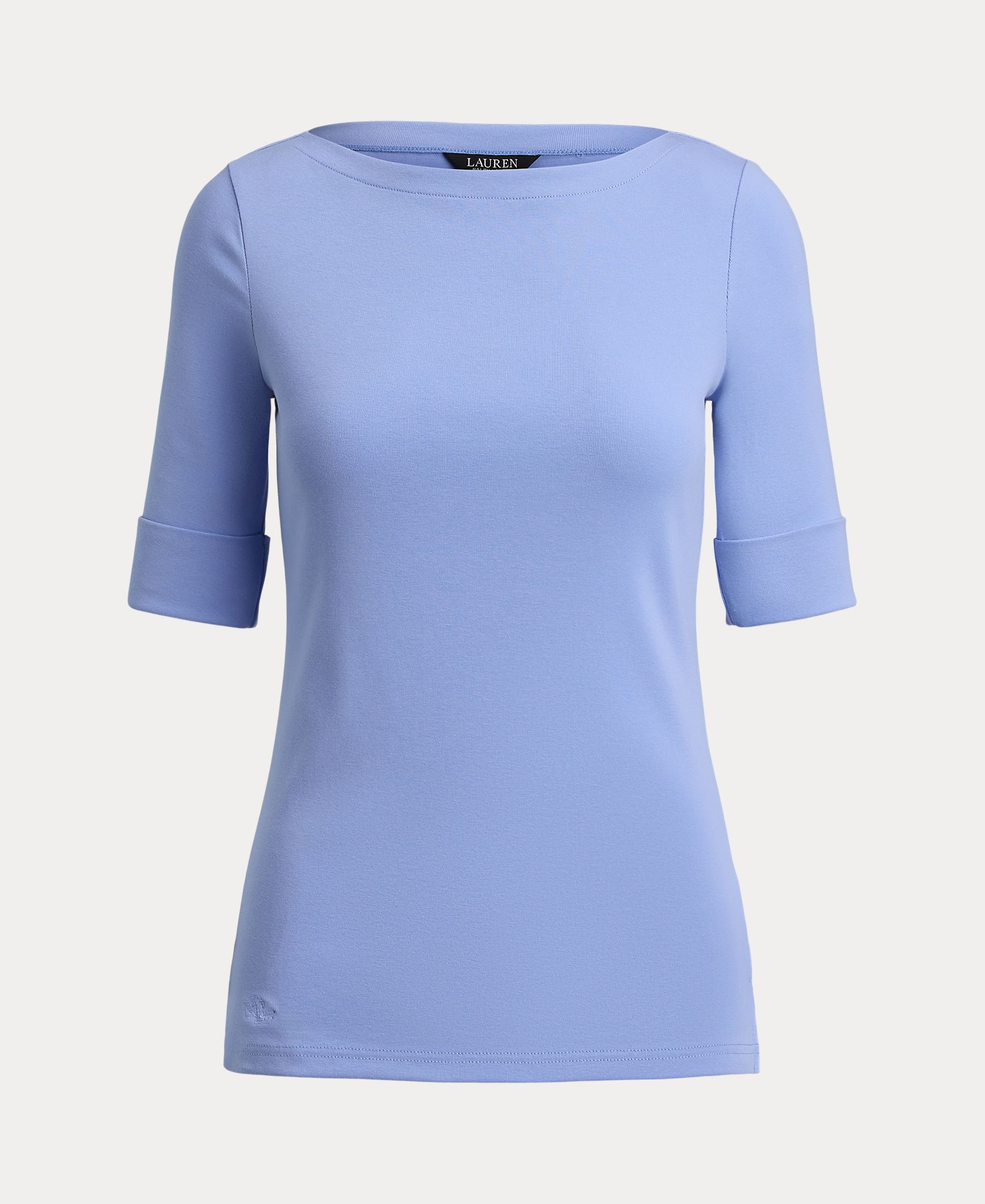 T-shirt de algodão com decote à barco Celeste-4