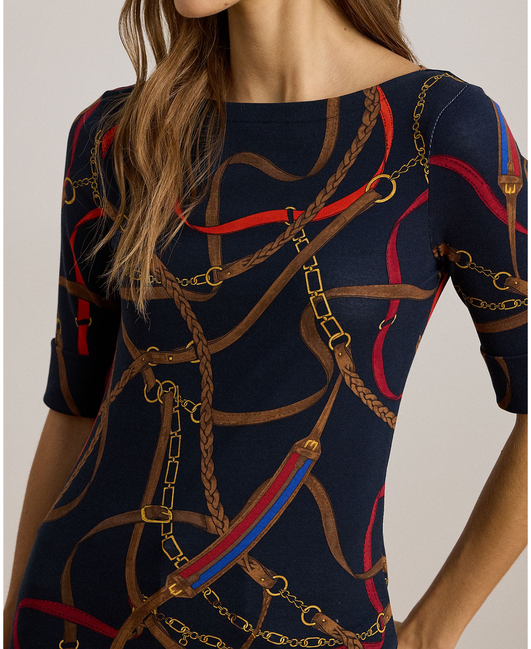 T-shirt em Mistura de Algodão Estampada Azul-marinho-3