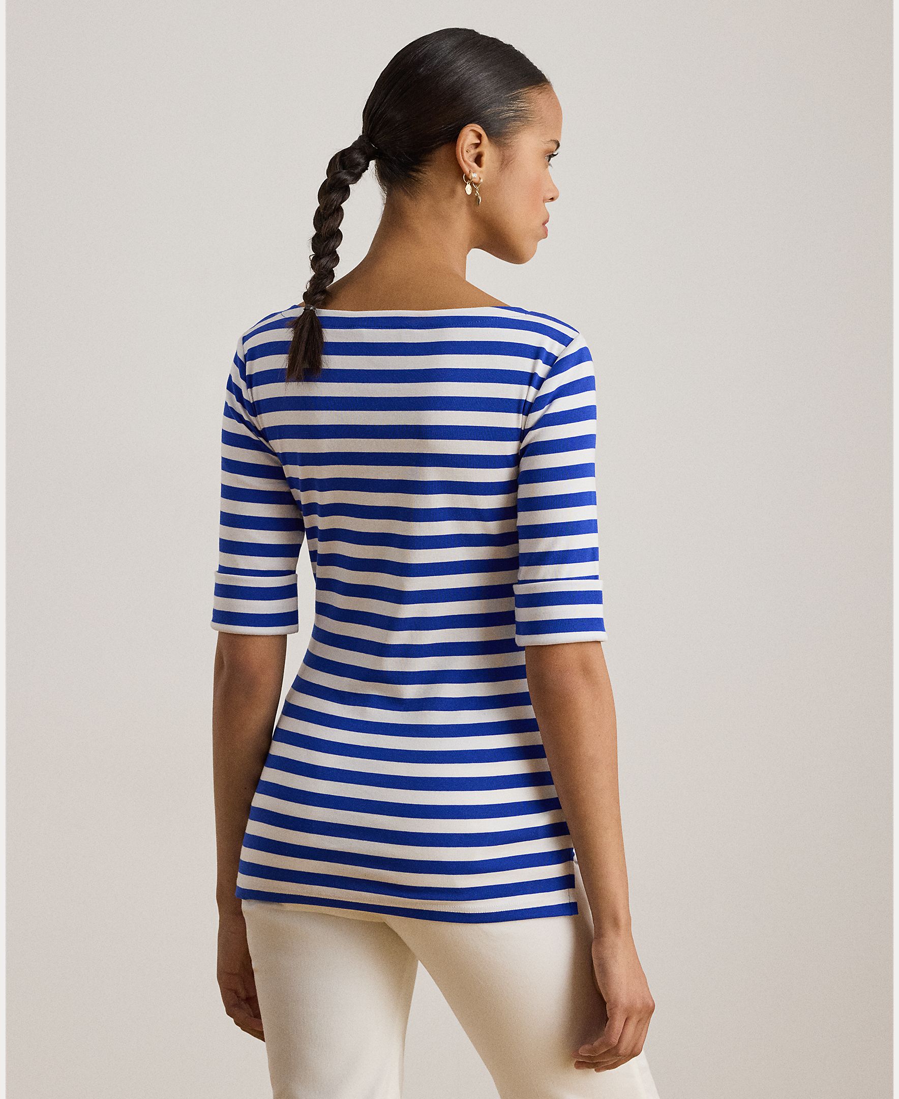 T-shirt de Algodão Elástico Azul-2