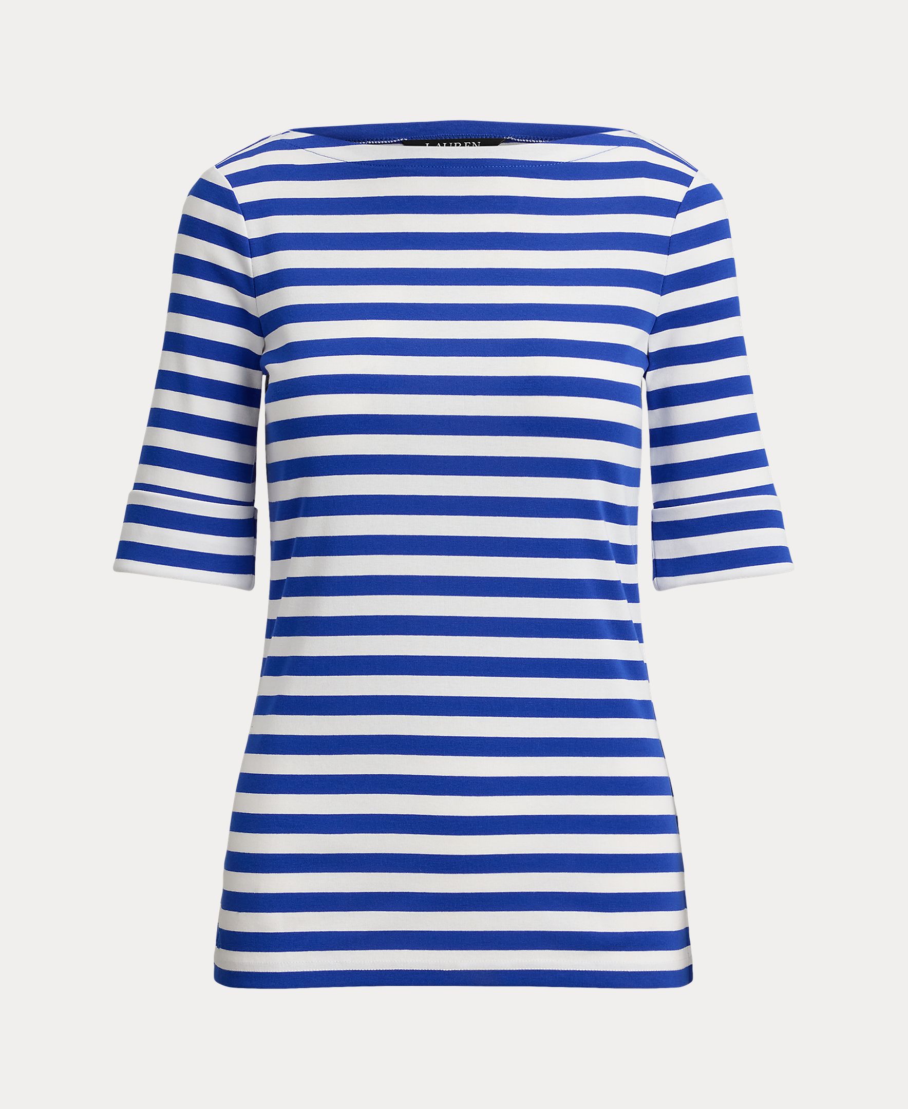 T-shirt de Algodão Elástico Azul-4