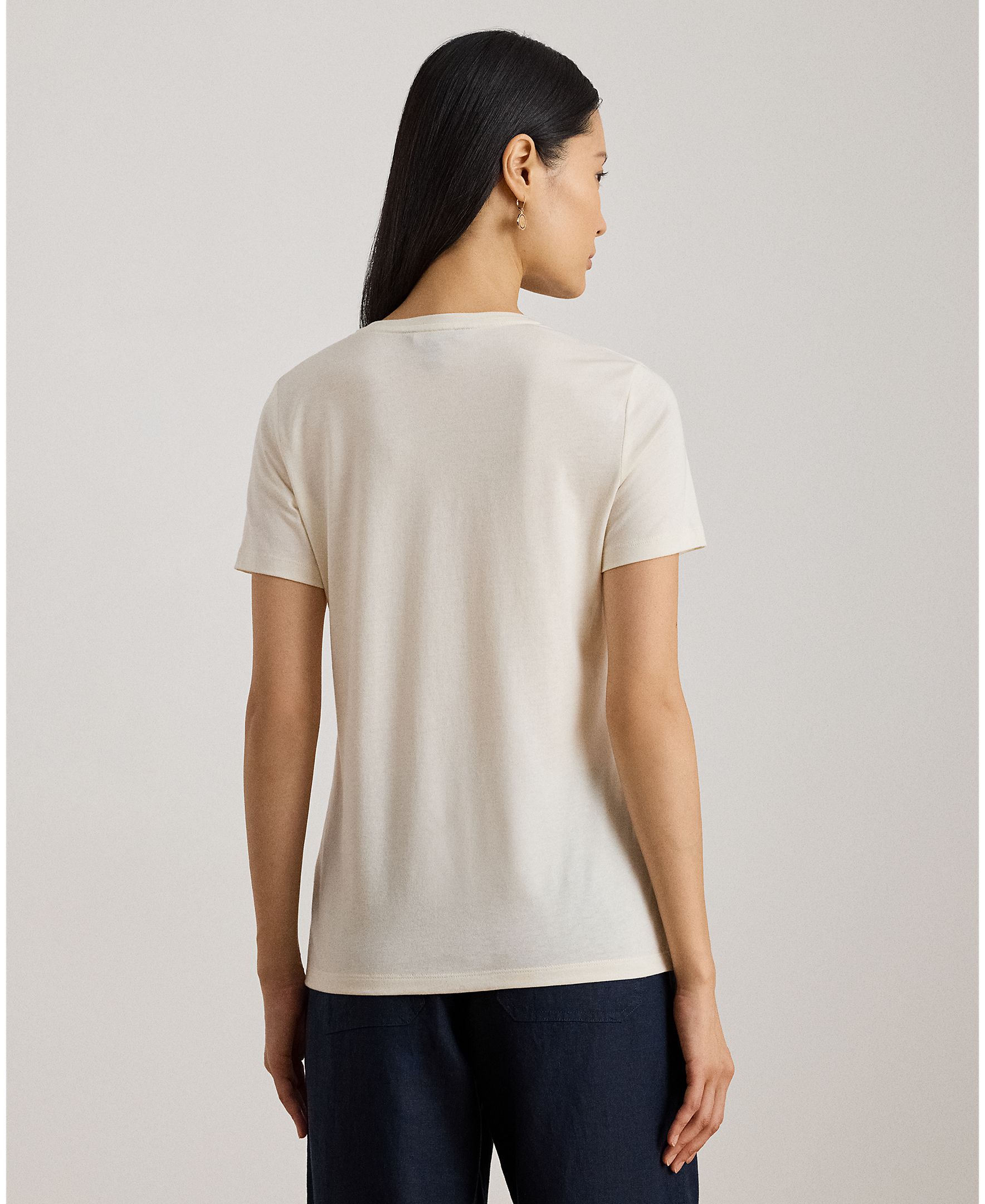 T-shirt de mulher com manga curta e decote redondo Creme-2