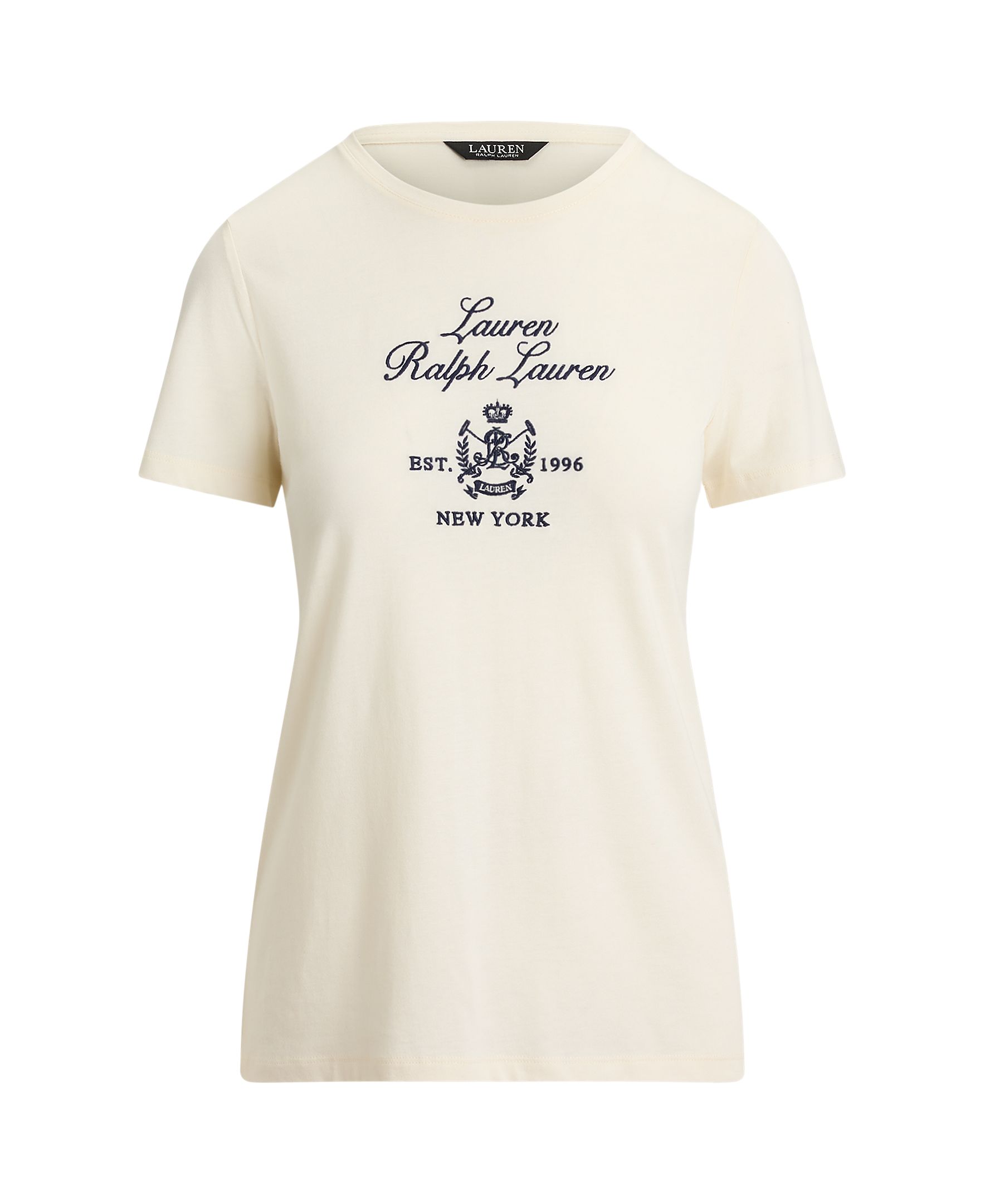 T-shirt de mulher com manga curta e decote redondo Creme-4