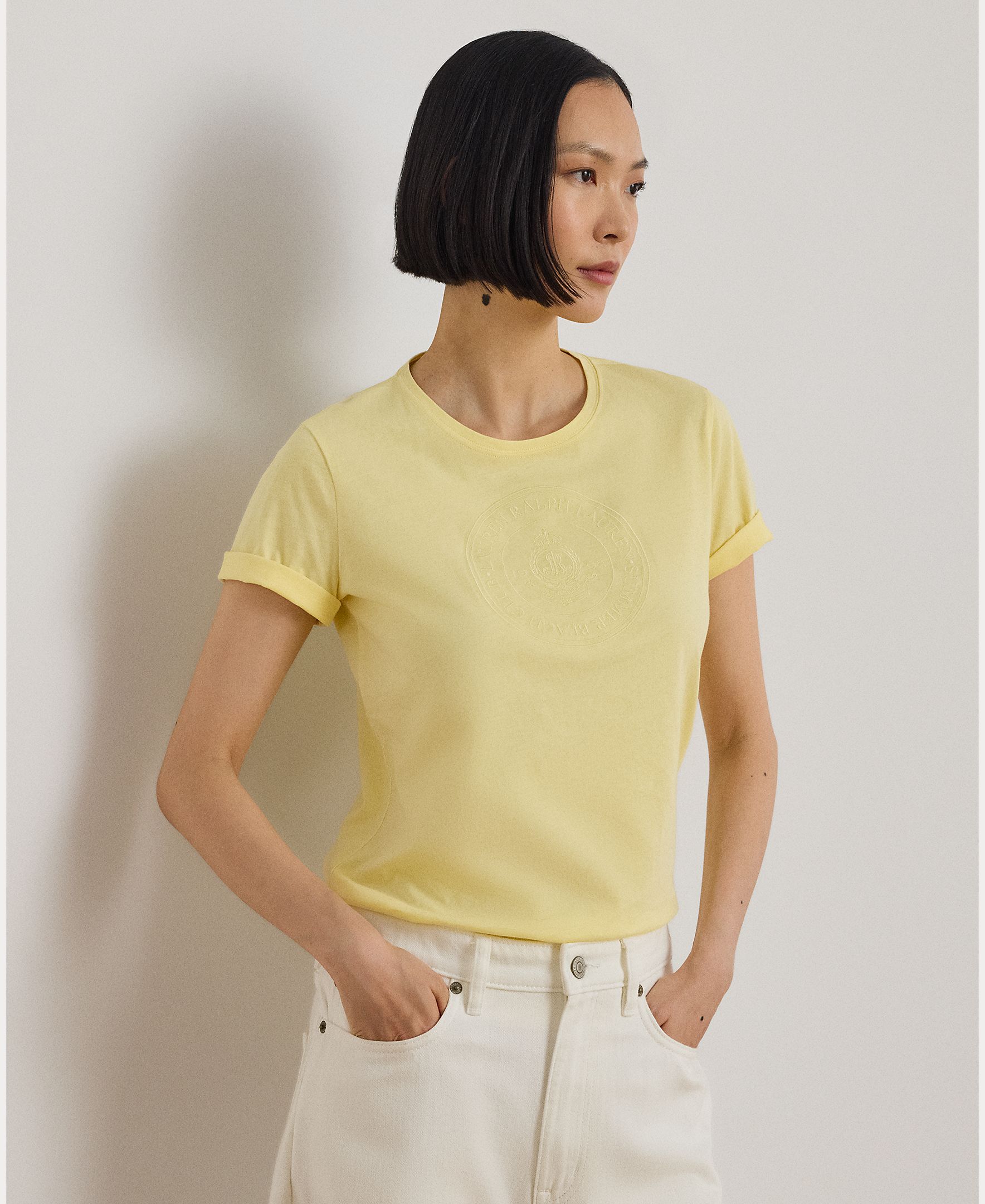 Lauren Ralph Lauren - Camiseta de mujer de algodón de manga corta.