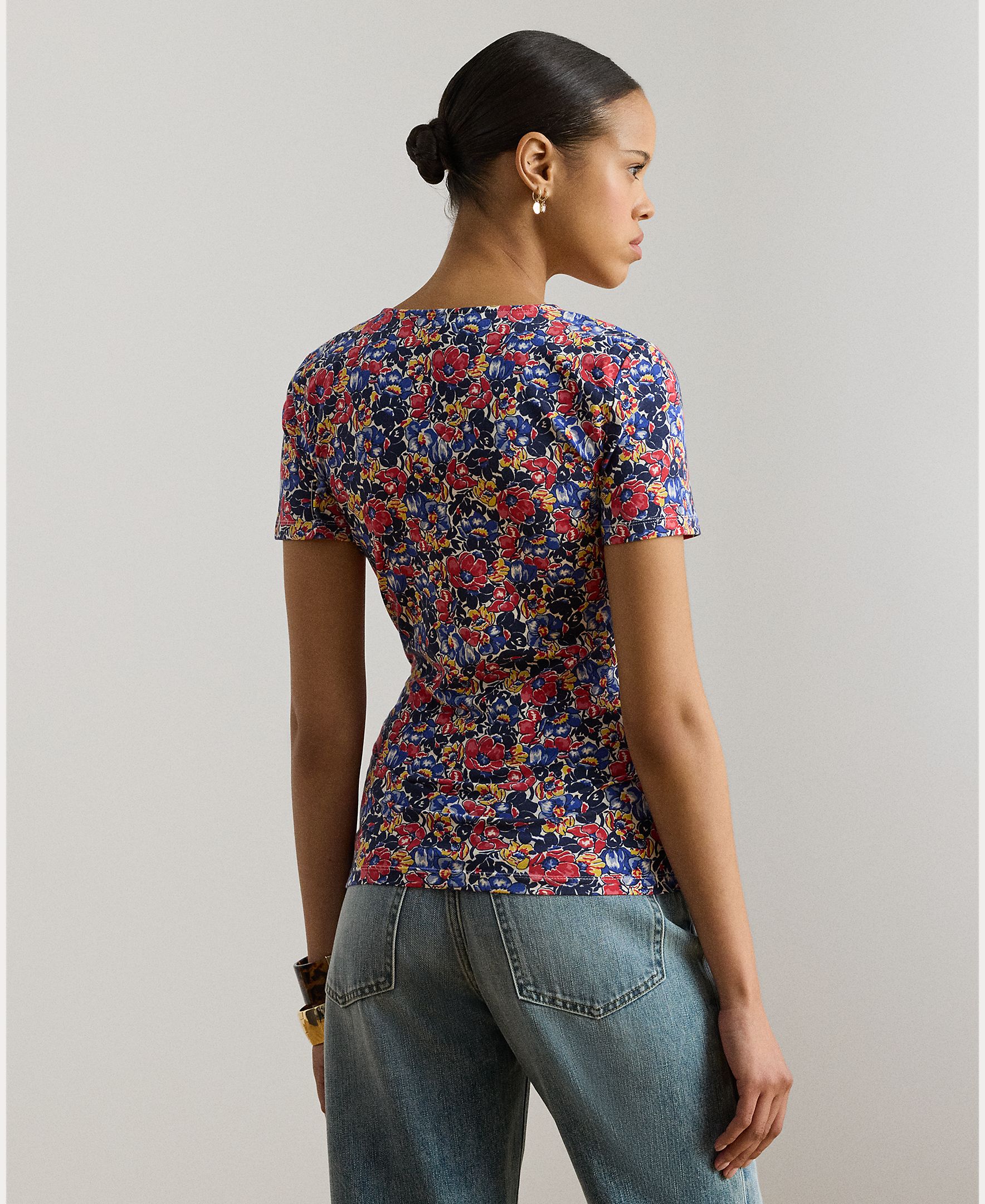 T-shirt com Decote em U e Estampado Multicolor-2
