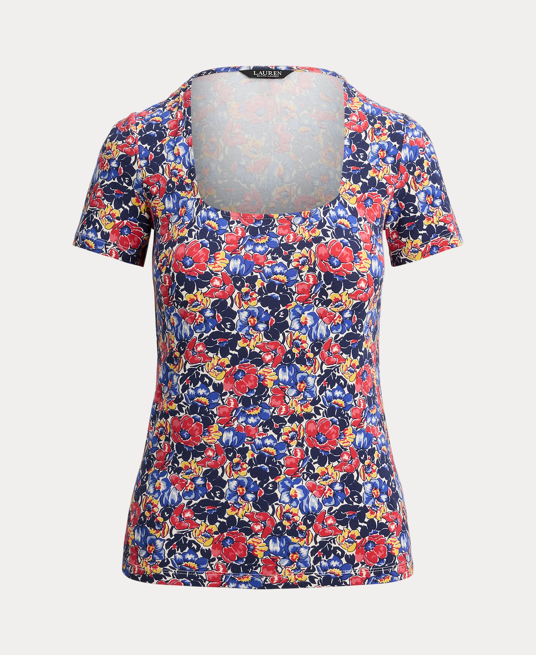 T-shirt com Decote em U e Estampado Multicolor-4