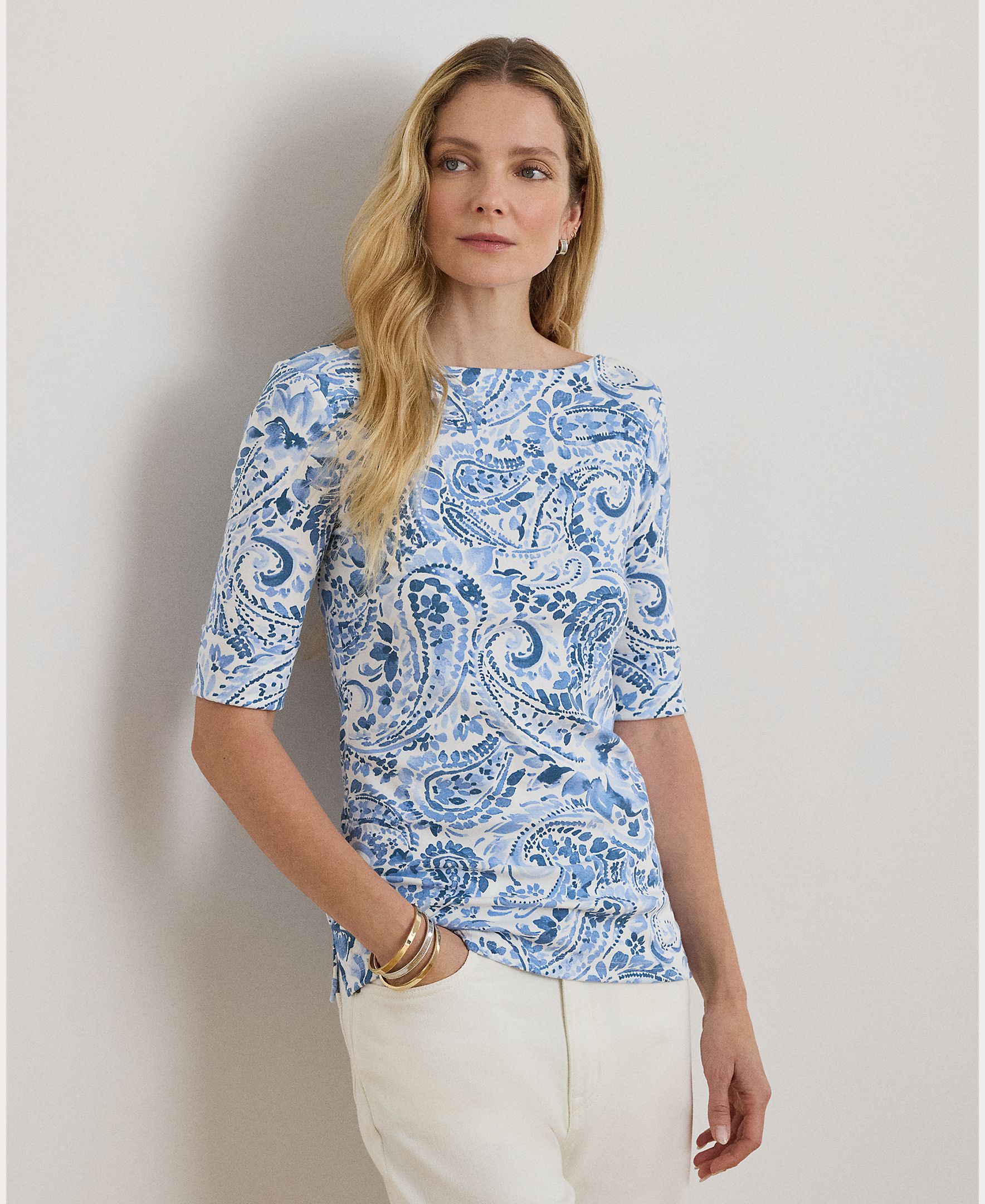Lauren Ralph Lauren - Camiseta de mujer básica de algodón.