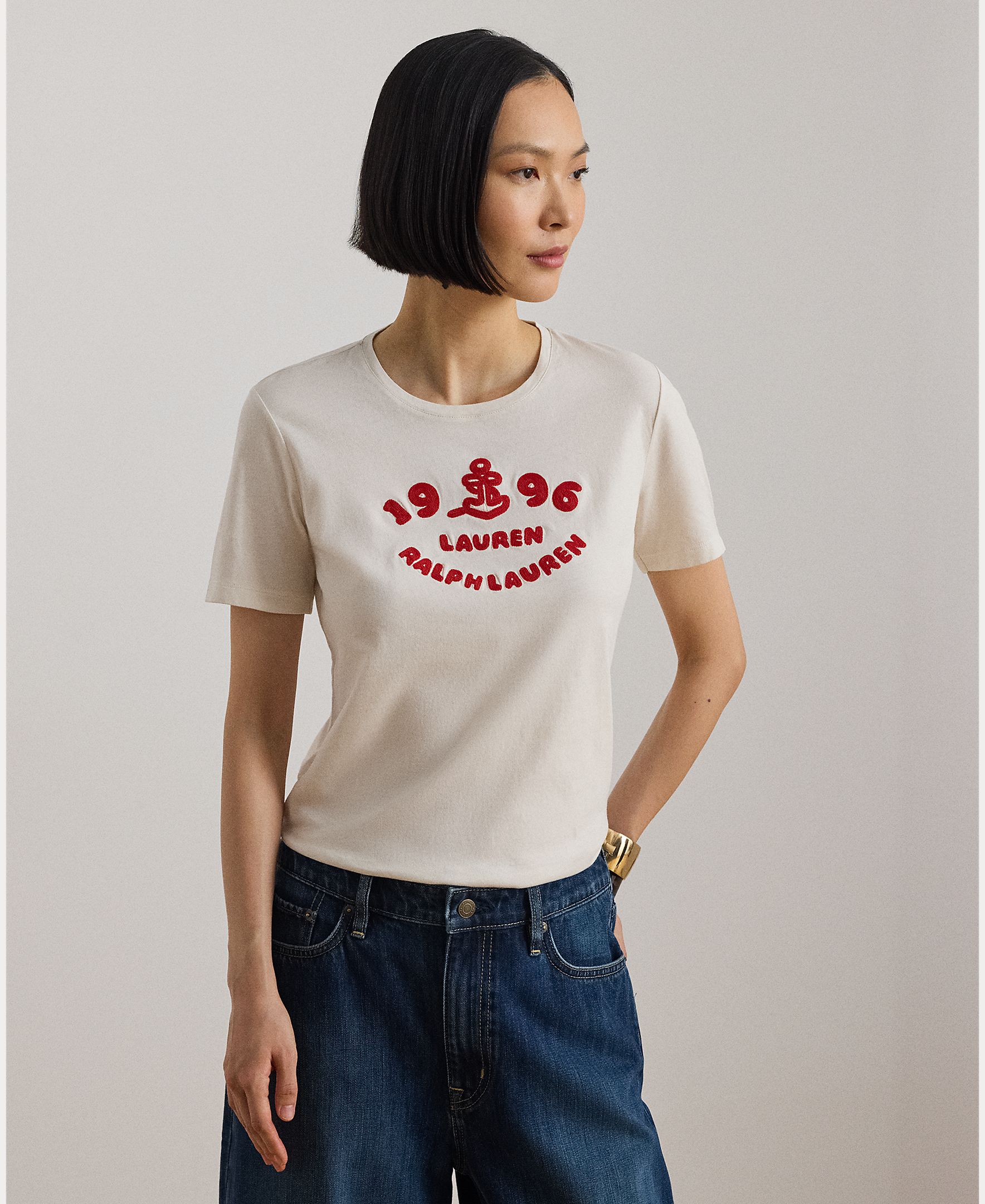 Imagem 0 de T-shirt de Algodão com Decote Redondo