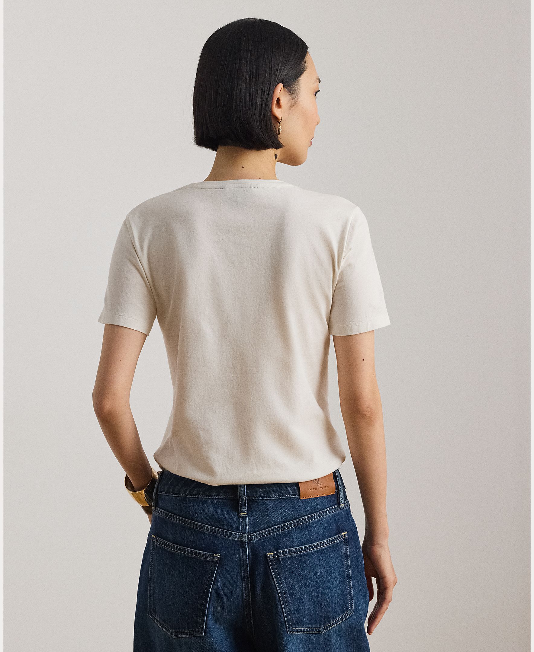 T-shirt de Algodão com Decote Redondo Natural-3