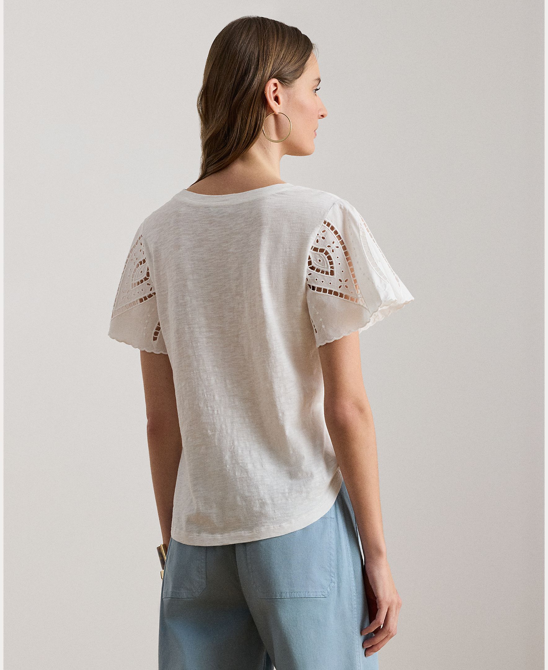 T-shirt de Manga Curta com Debruado Branco-2