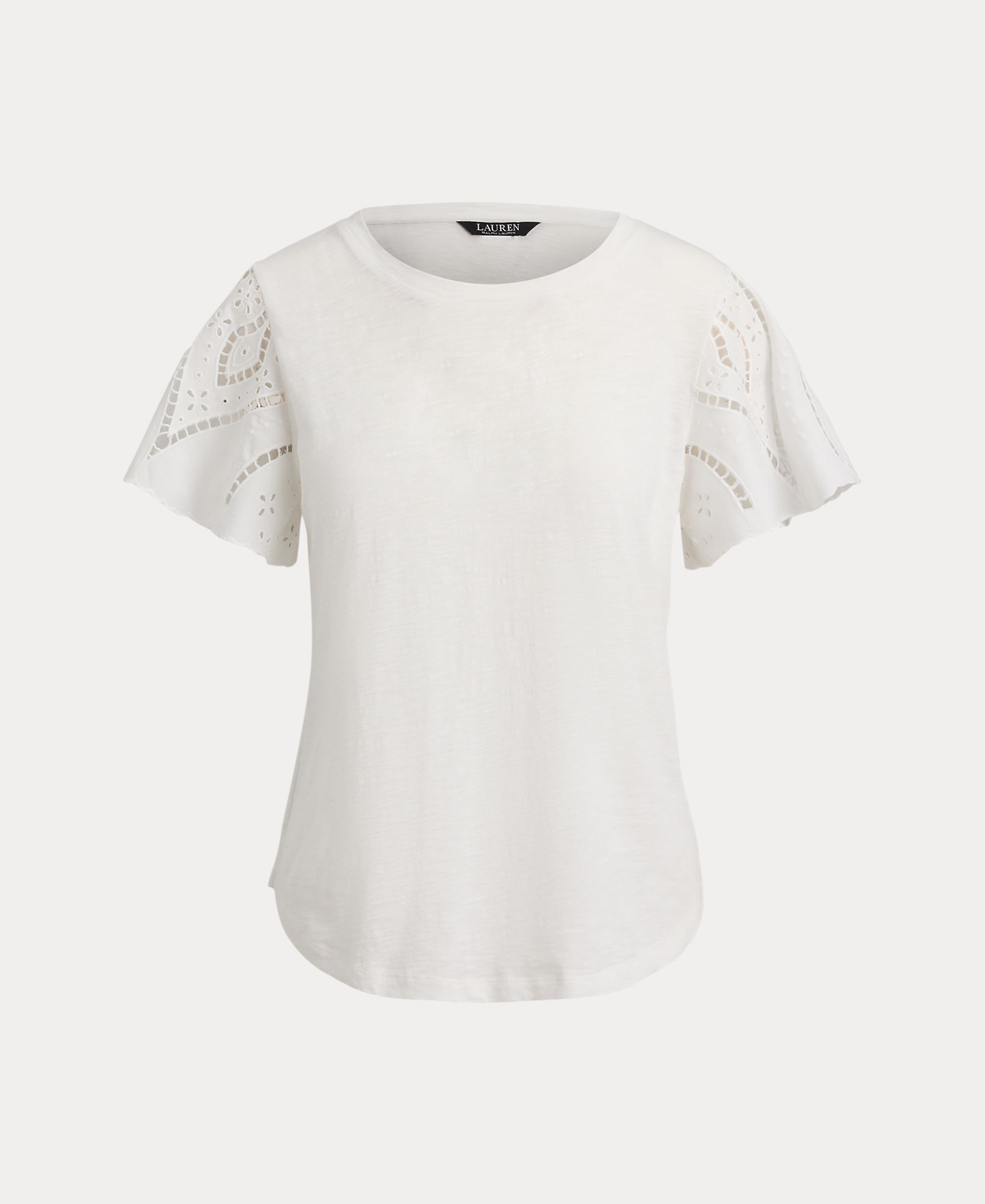 T-shirt de Manga Curta com Debruado Branco-4
