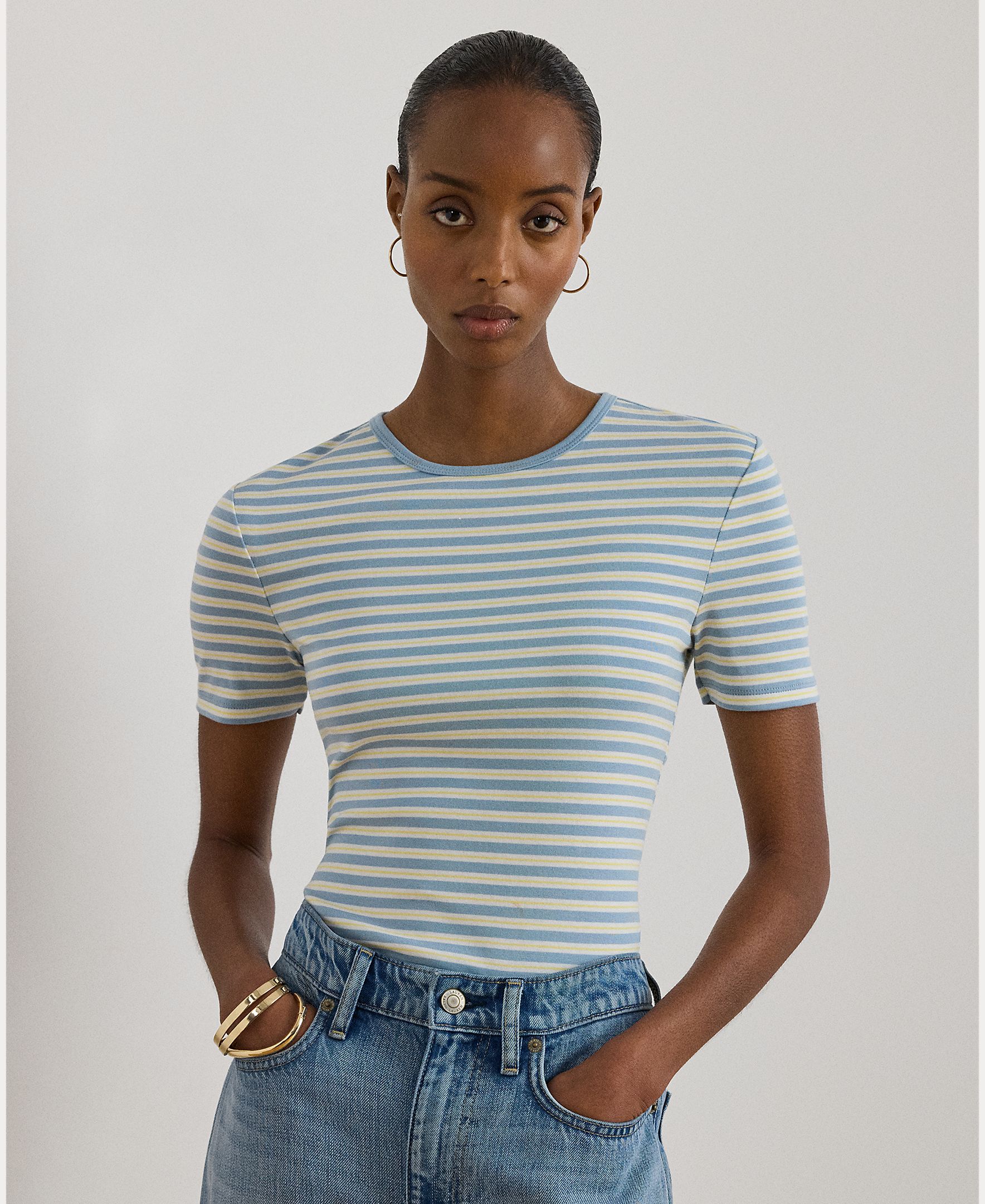 Lauren Ralph Lauren - Camiseta de mujer de algodón estampada.