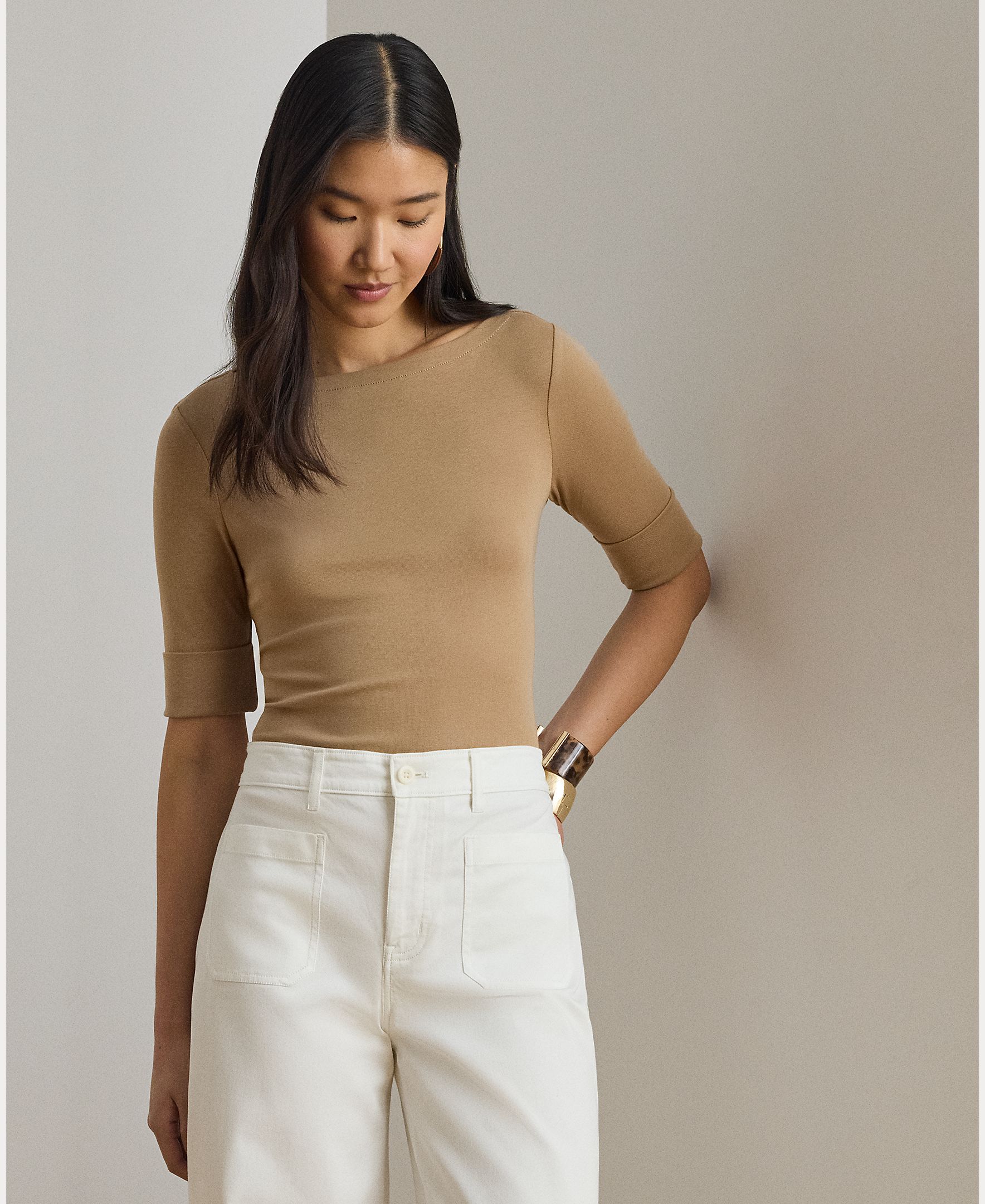 Imagem 0 de Camisola de Algodão com Manga até ao Cotovelo