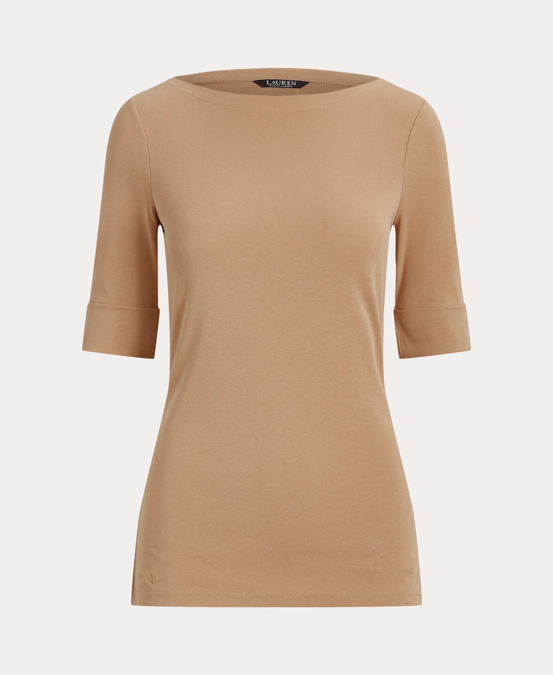 Camisola de Algodão com Manga até ao Cotovelo Camel-6