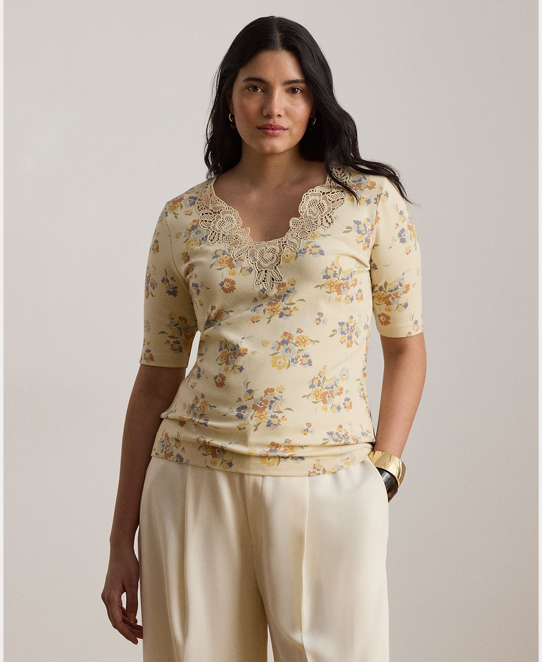 Camisola de Malha de Algodão Canelado com Detalhe de Bordado no Decote Cru-6