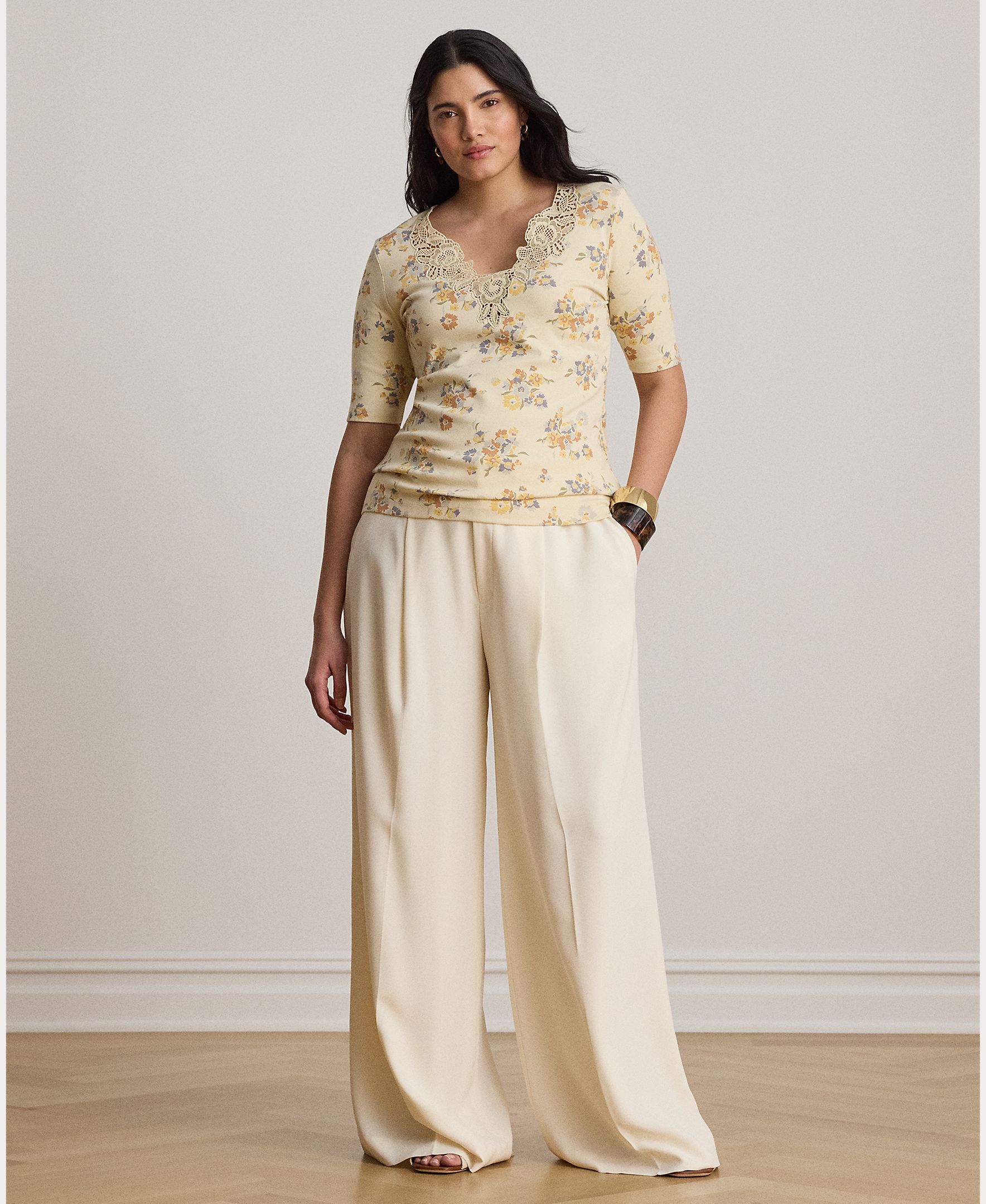 Camisola de Malha de Algodão Canelado com Detalhe de Bordado no Decote Cru-8