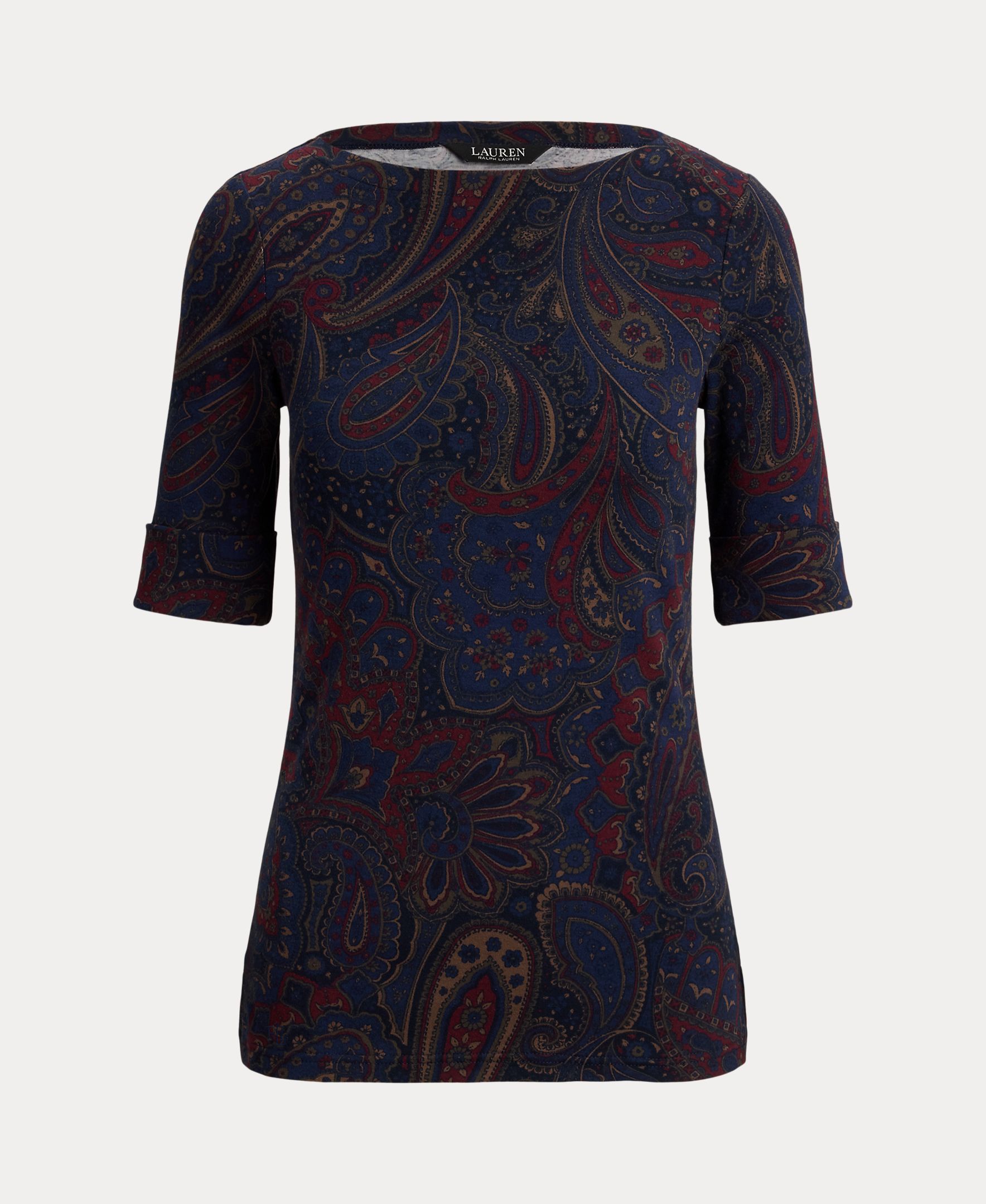 T-shirt de Algodão Estampada, Disponível em Tamanhos Grandes Azul-marinho-8