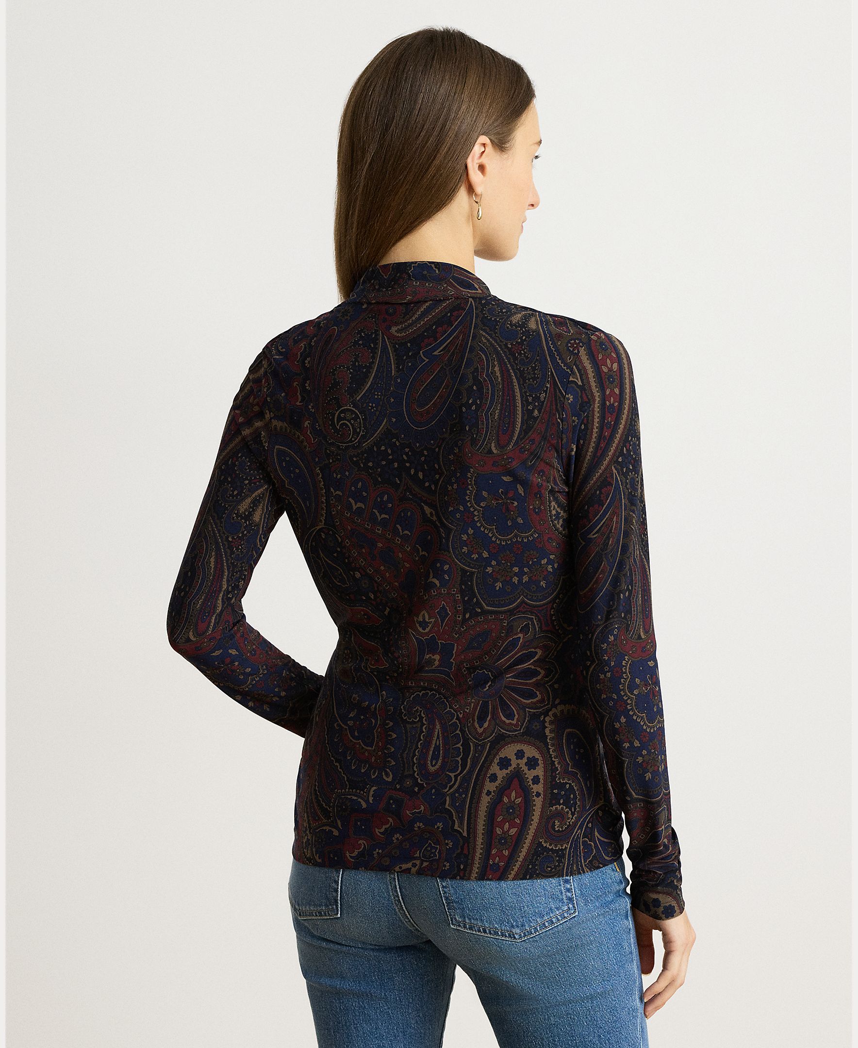 Camisola de Malha Cruzada Estampada Azul-marinho-3