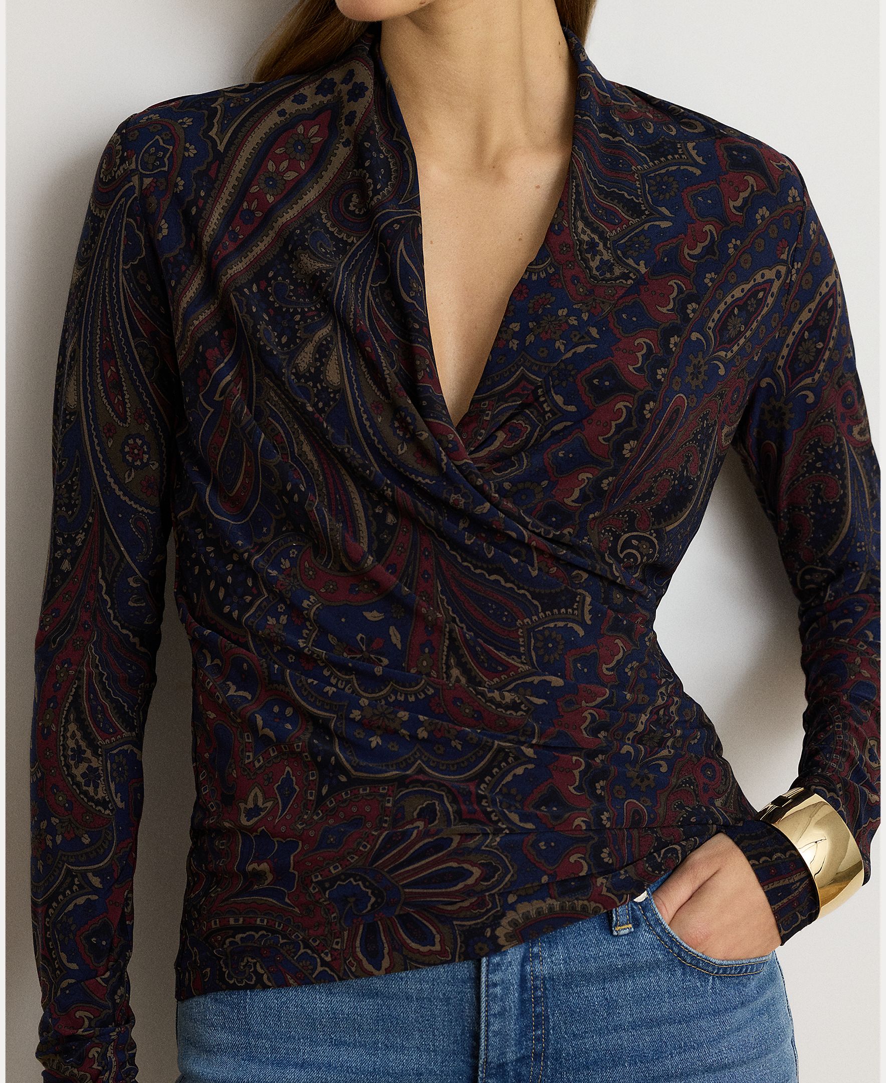 Camisola de Malha Cruzada Estampada Azul-marinho-4