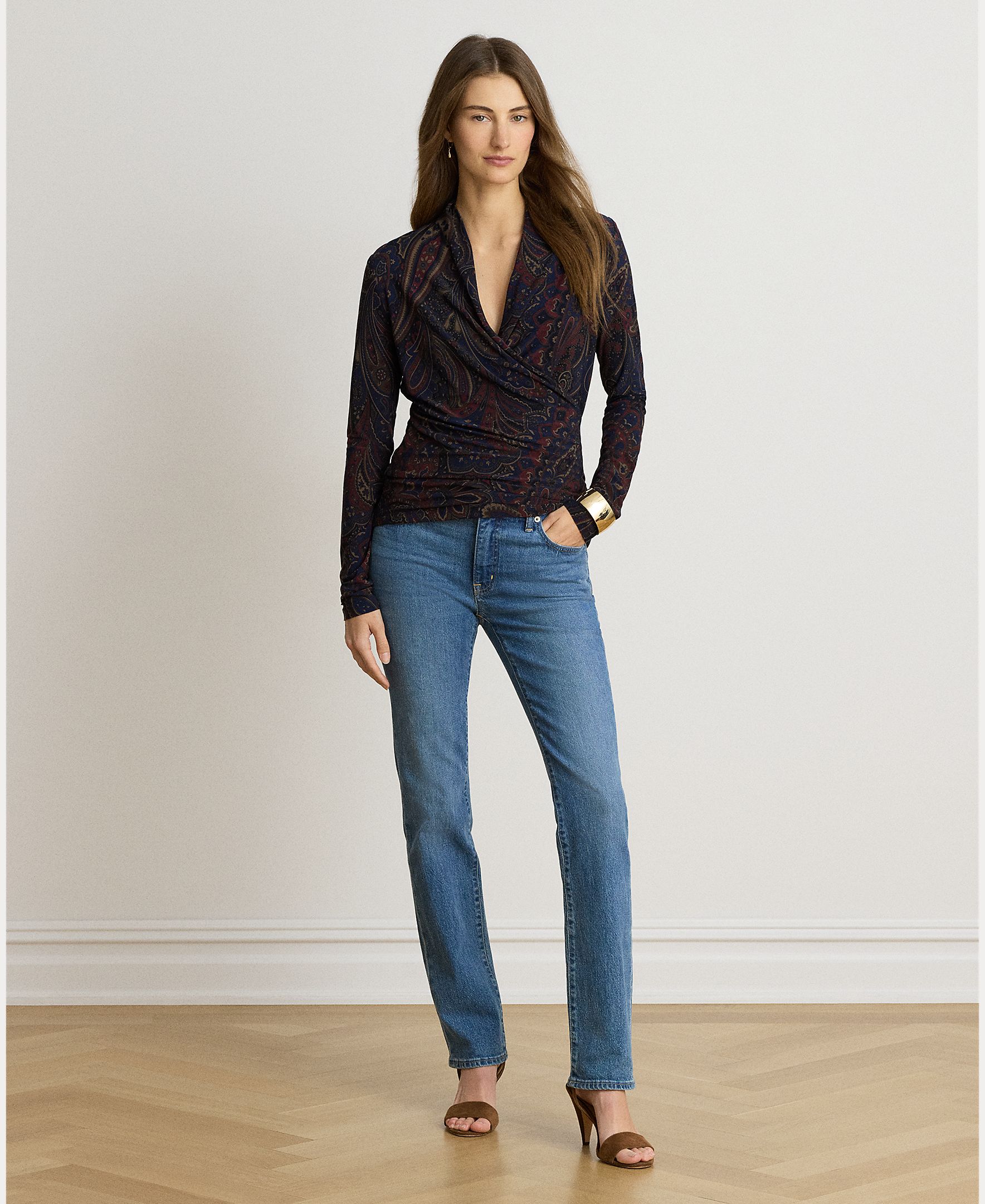 Camisola de Malha Cruzada Estampada Azul-marinho-6