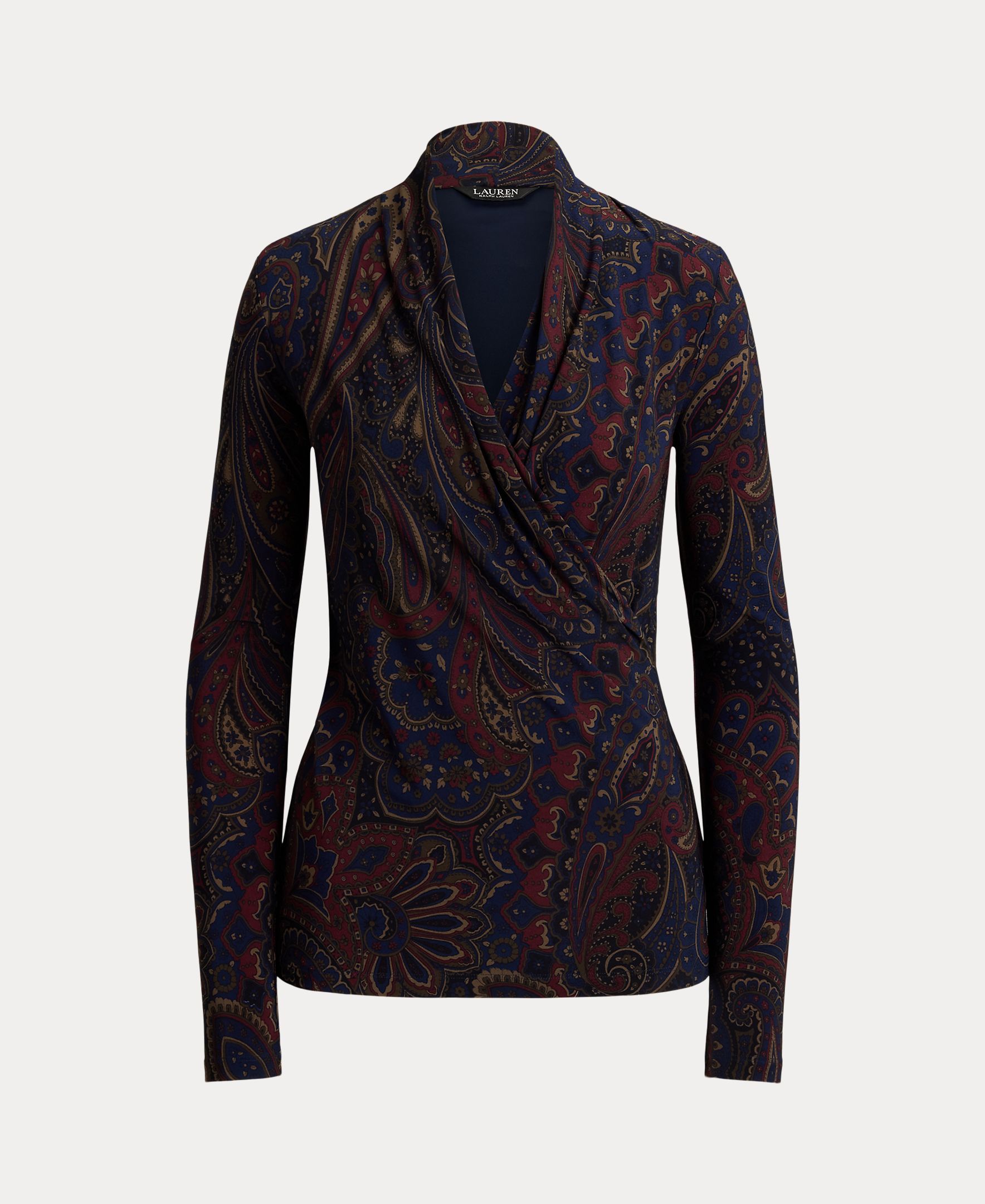 Camisola de Malha Cruzada Estampada Azul-marinho-5