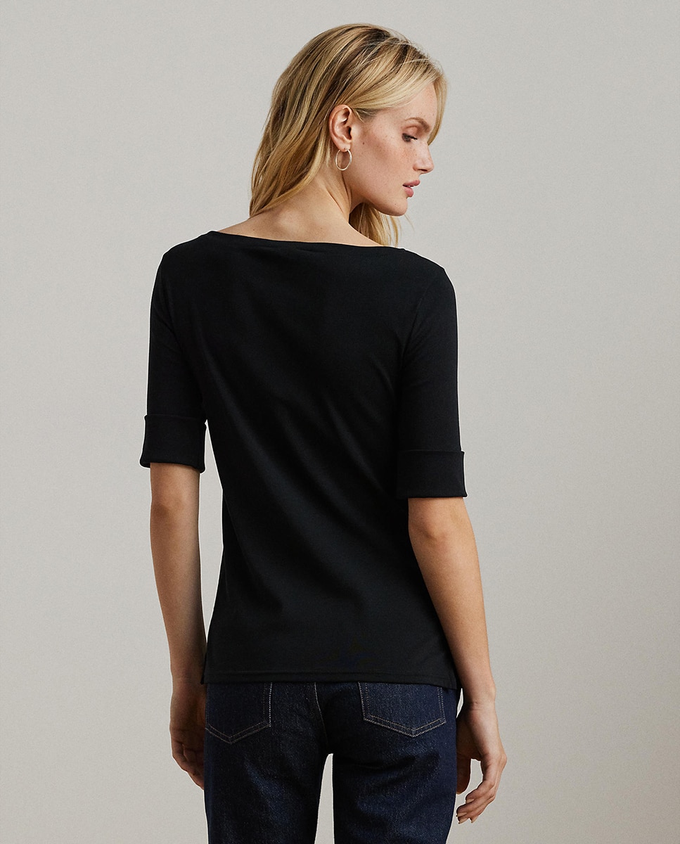 T-shirt de mulher Lauren Ralph Lauren com manga curta em preto Preto-3