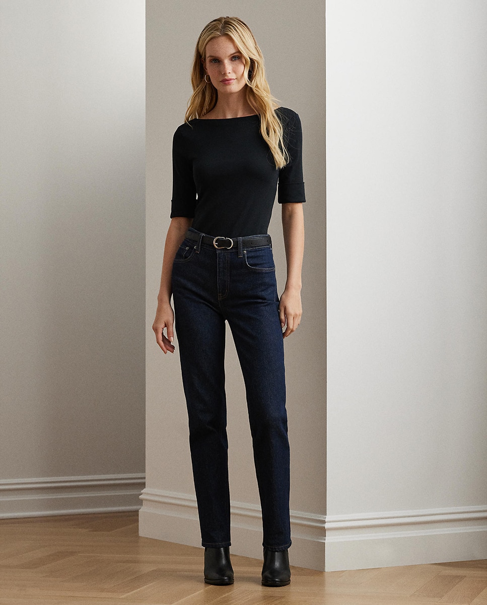 T-shirt de mulher Lauren Ralph Lauren com manga curta em preto Preto-6