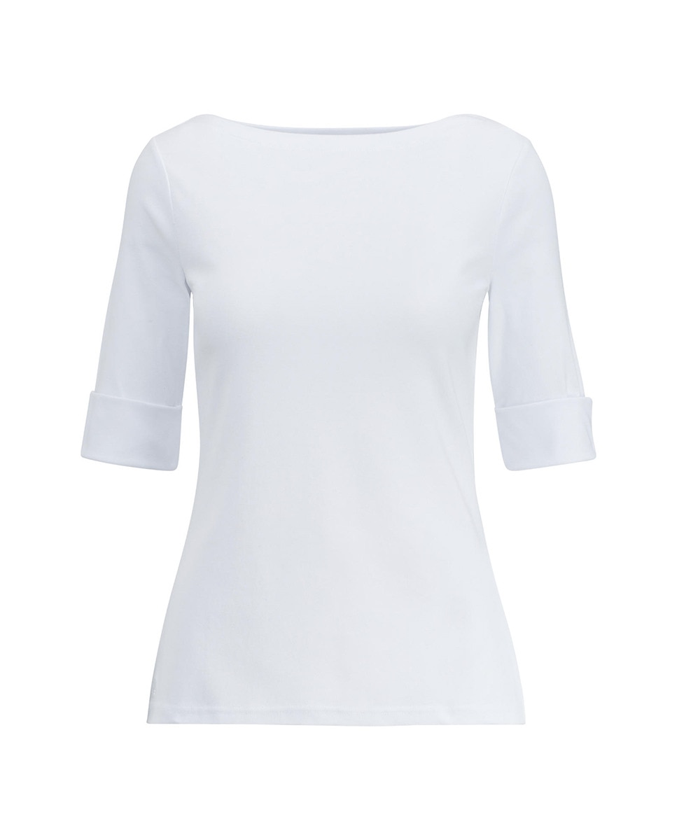 T-shirt branca de mulher Lauren Ralph Lauren de manga curta Branco-4