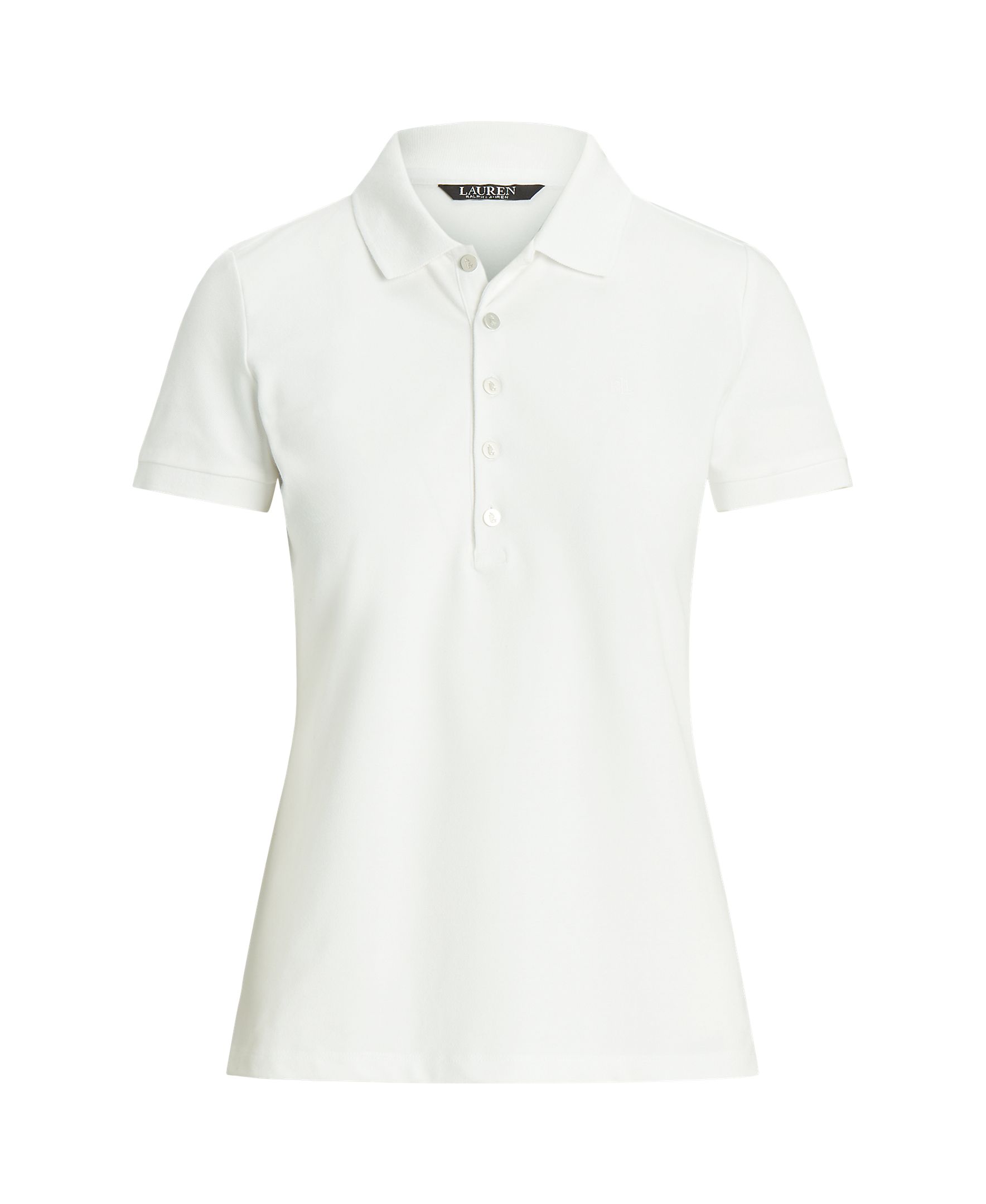Polo de Algodão Elástico Slim Fit Branco-4