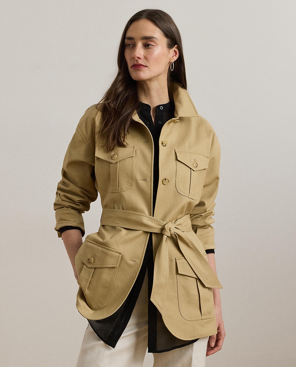 Blusão de Algodão com Cinto Bege-1