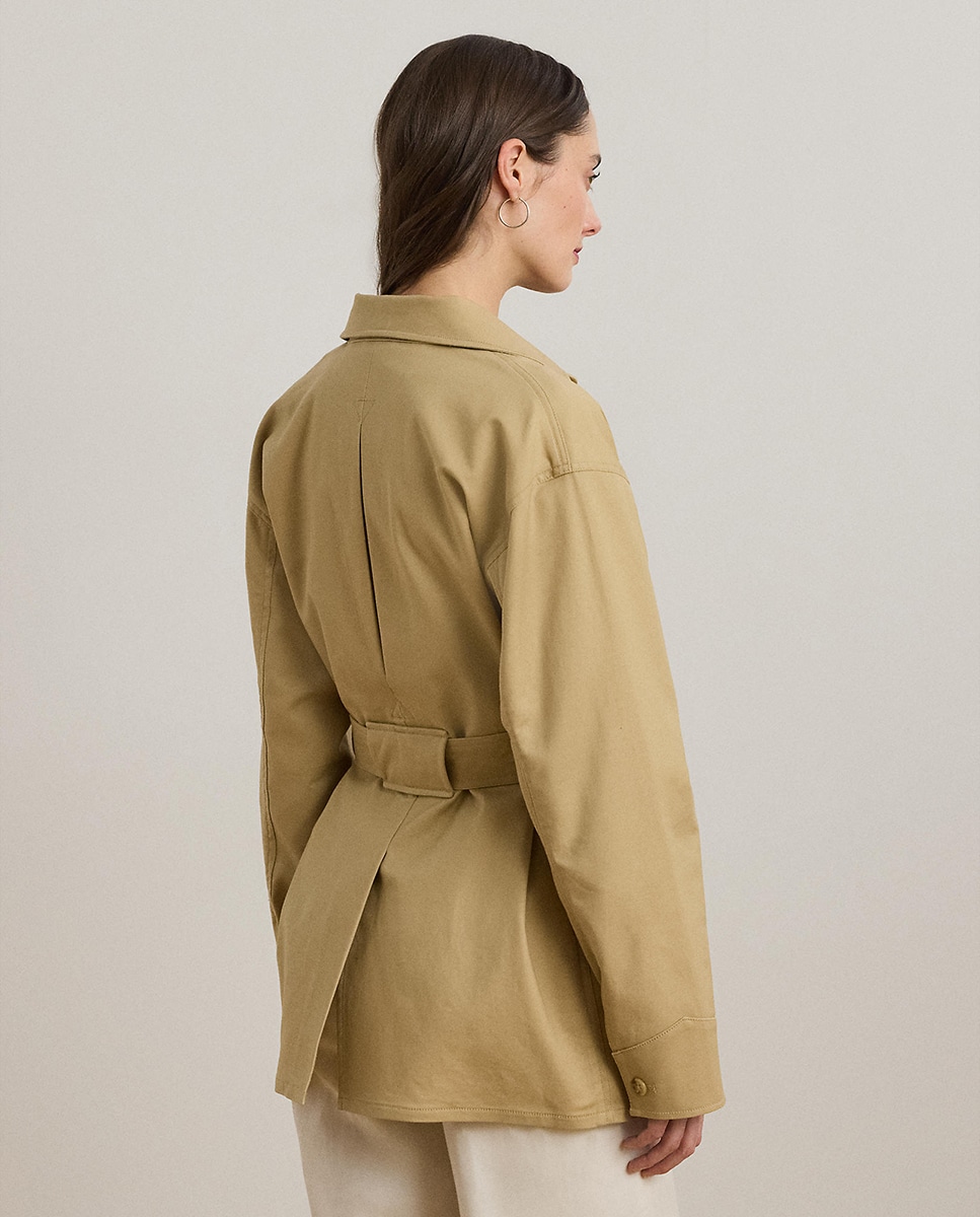 Blusão de Algodão com Cinto Bege-3