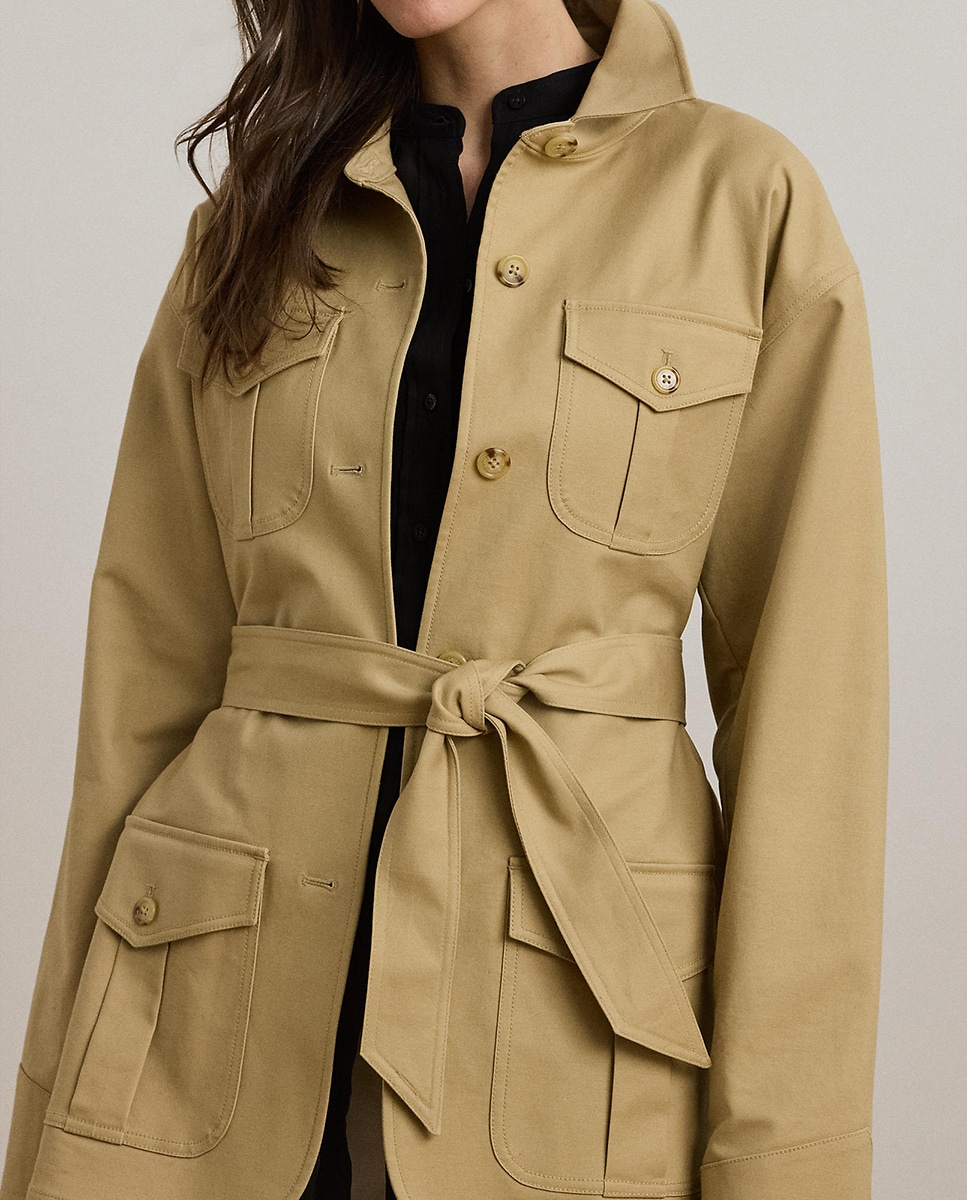 Blusão de Algodão com Cinto Bege-4