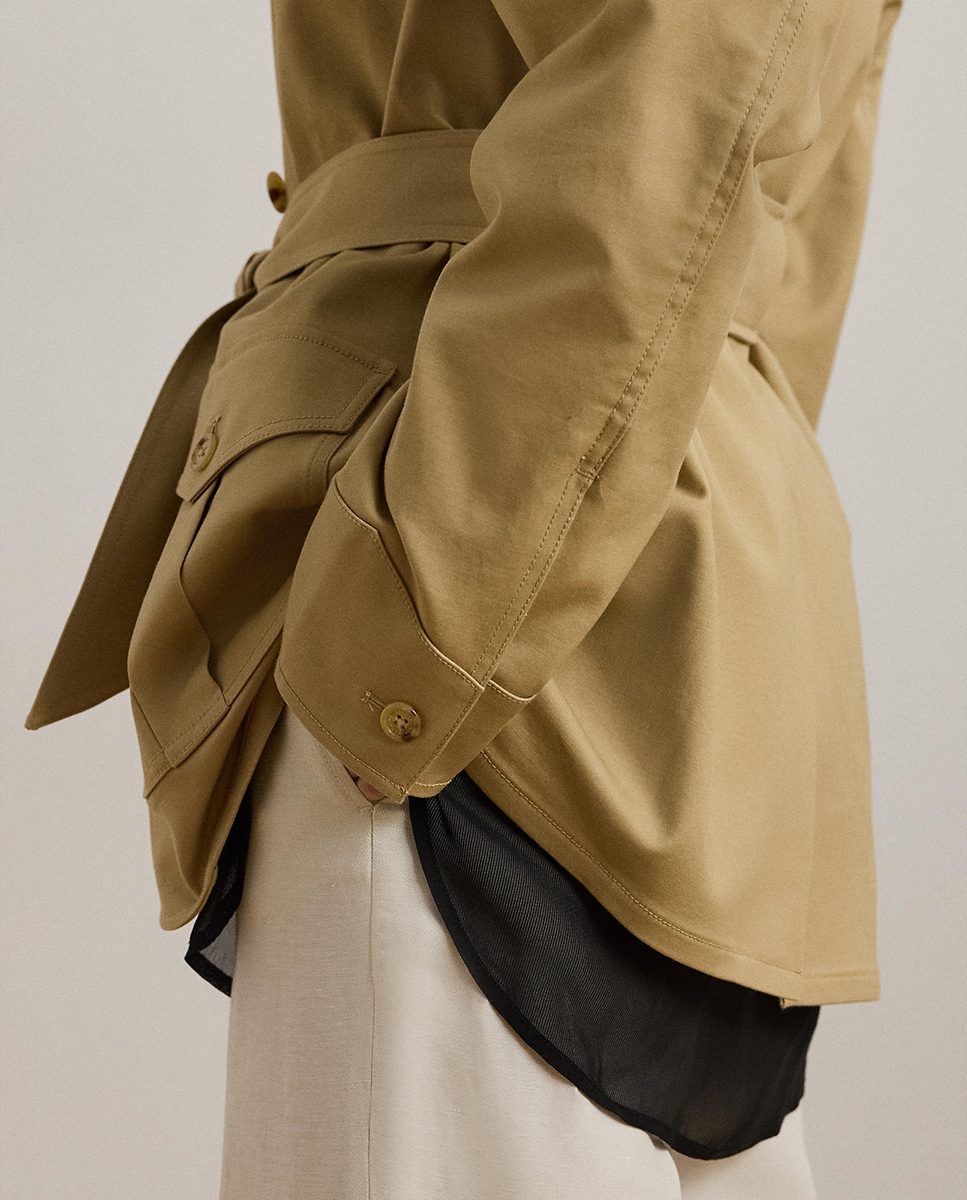 Blusão de Algodão com Cinto Bege-5