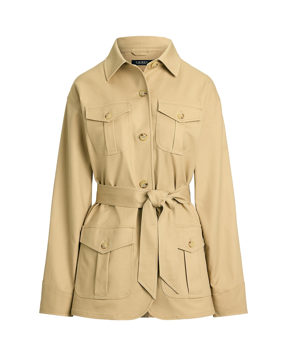 Blusão de Algodão com Cinto Bege-6