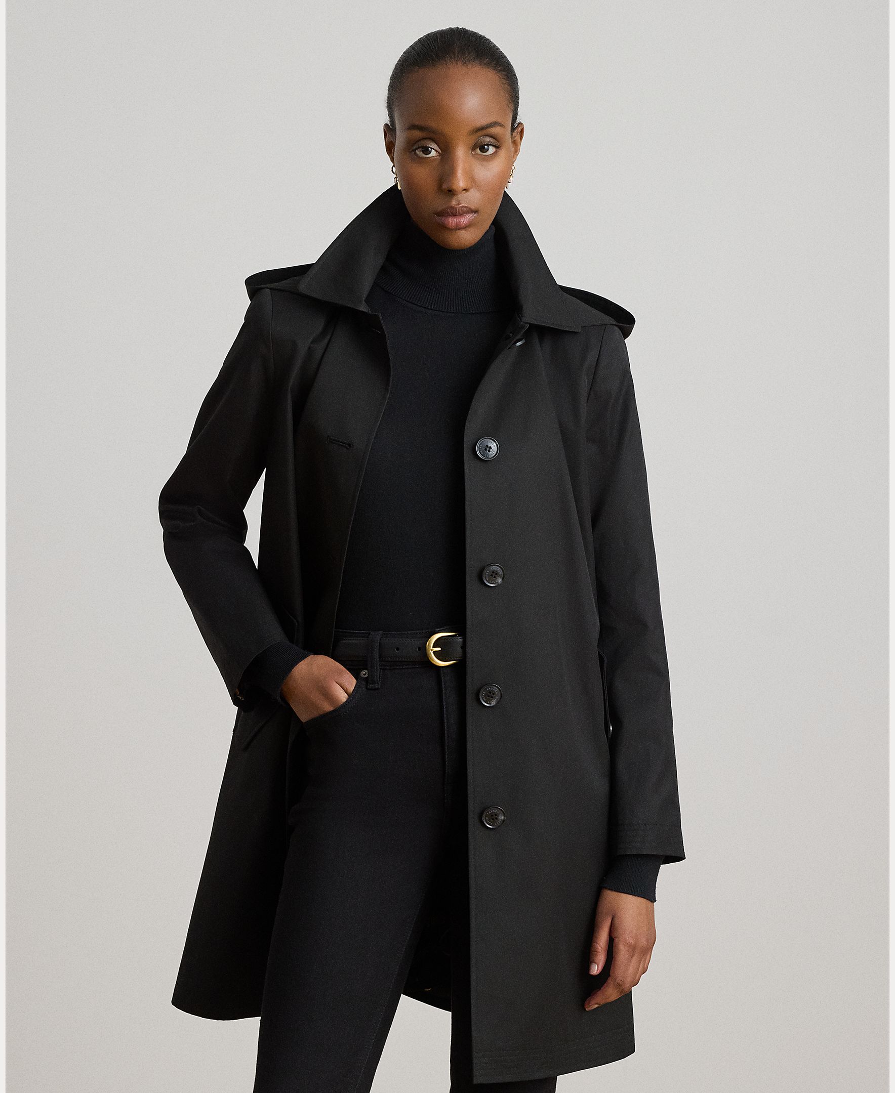 Gabardina de mujer de mezcla de algodón - Lauren Ralph Lauren - Negro Negro-4