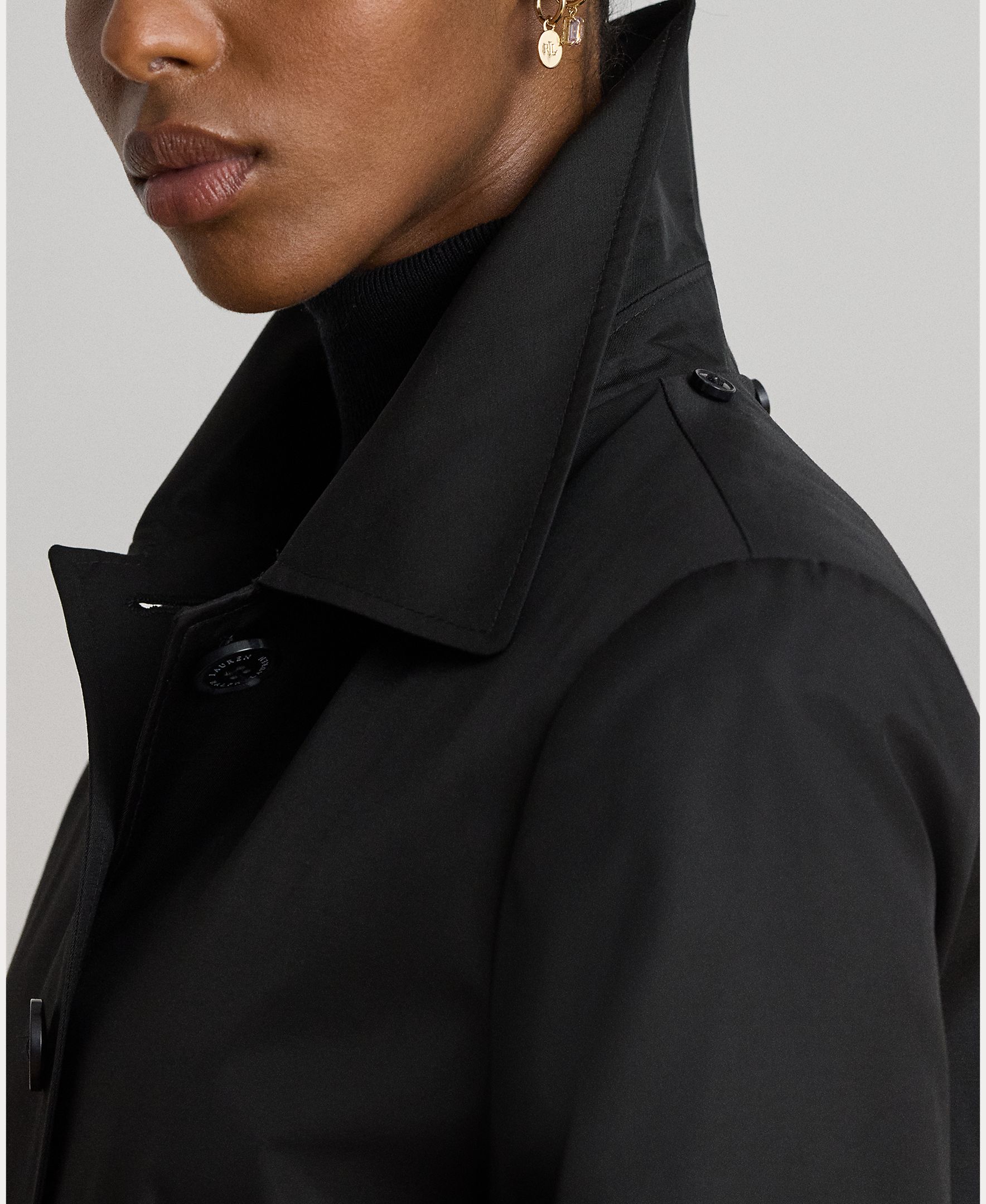 Gabardina de mujer de mezcla de algodón - Lauren Ralph Lauren - Negro Negro-6