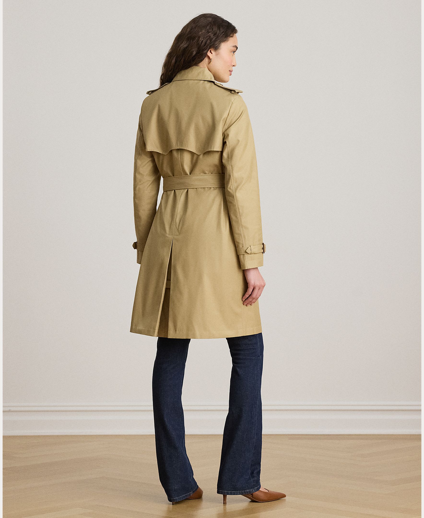Gabardine Cruzada em Mistura de Algodão Camel-4