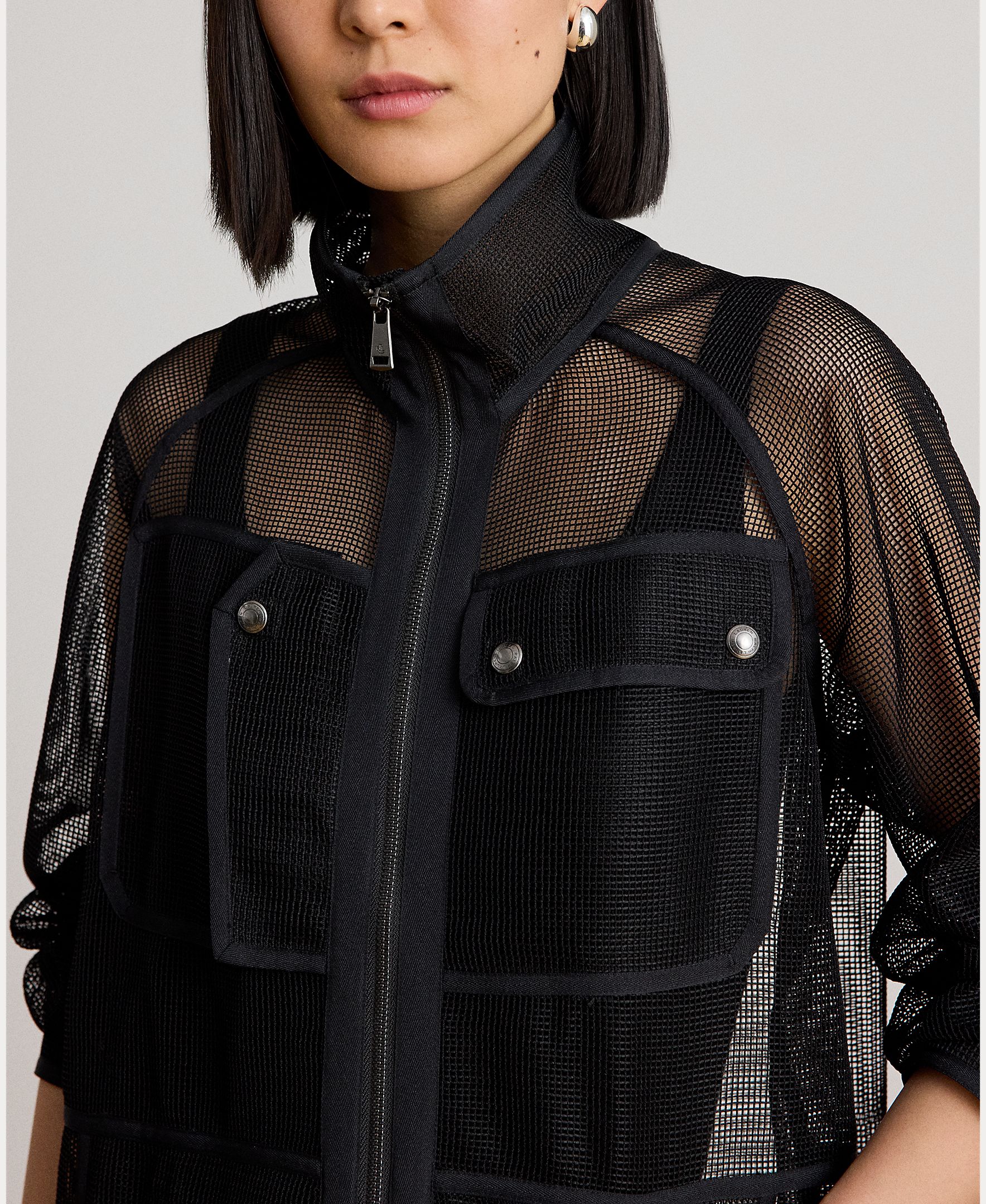 Casaco Semitransparente Oversize Preto-5