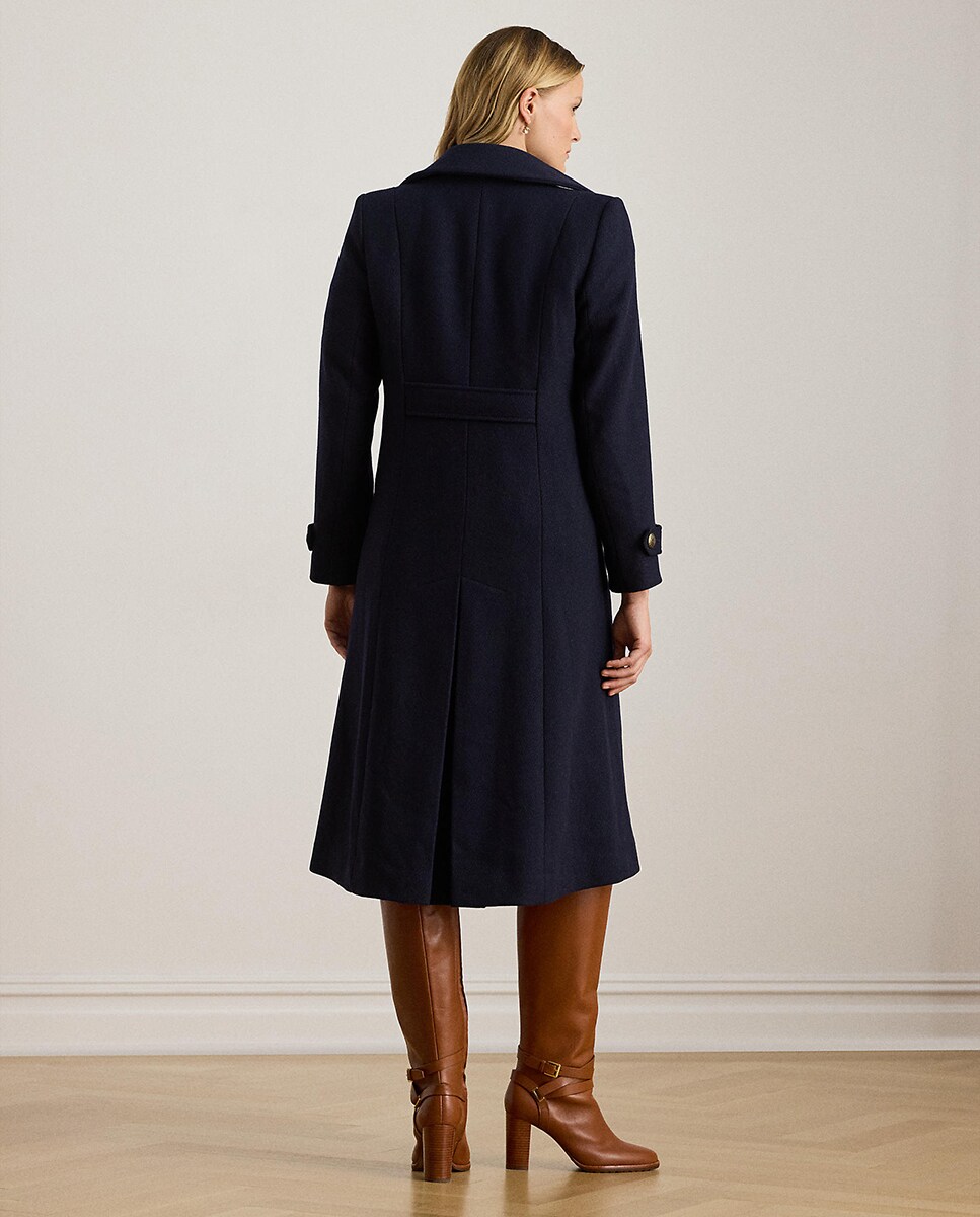 Sobretudo de Pano com Abotoadura Dupla Azul-marinho-3