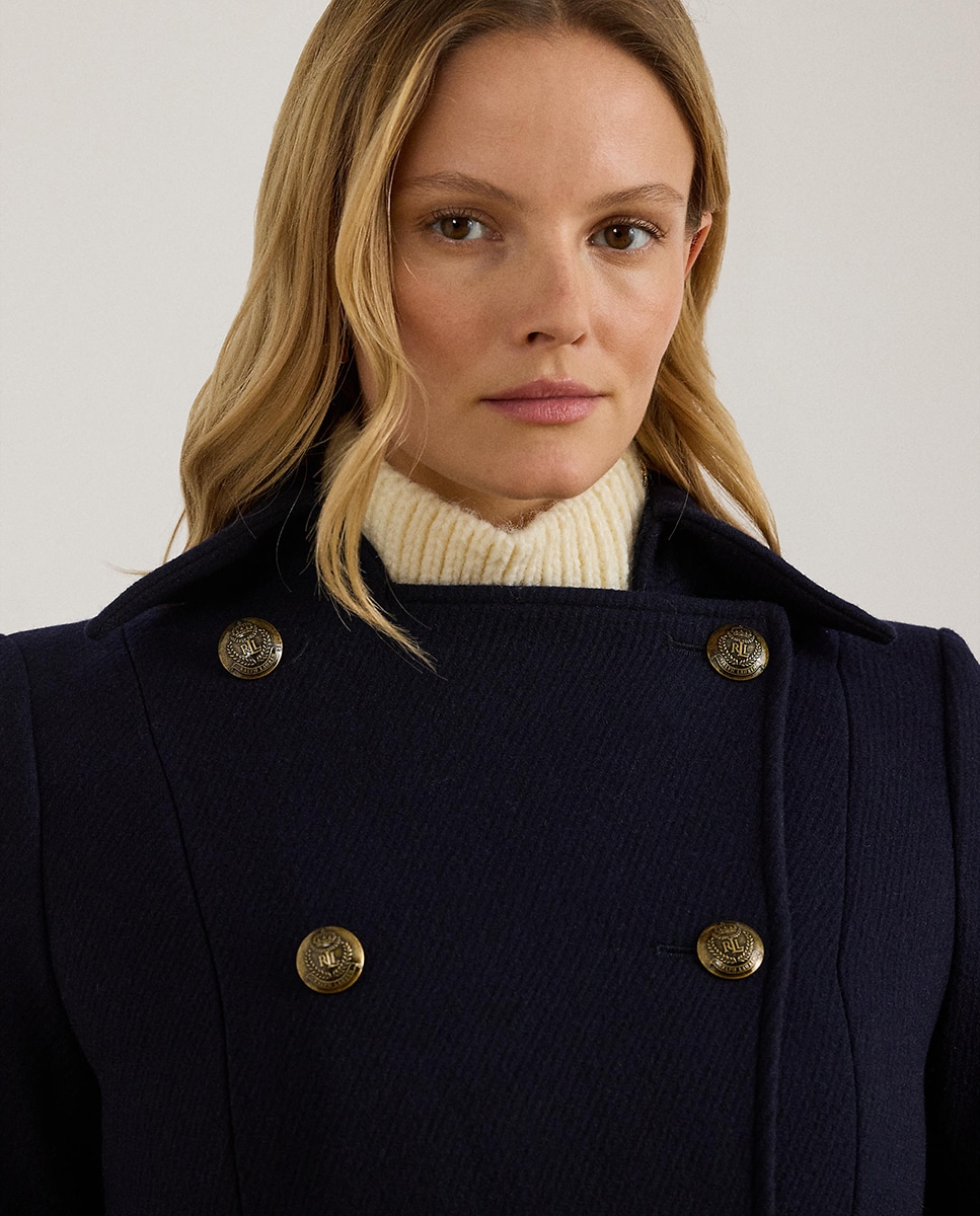 Sobretudo de Pano com Abotoadura Dupla Azul-marinho-5